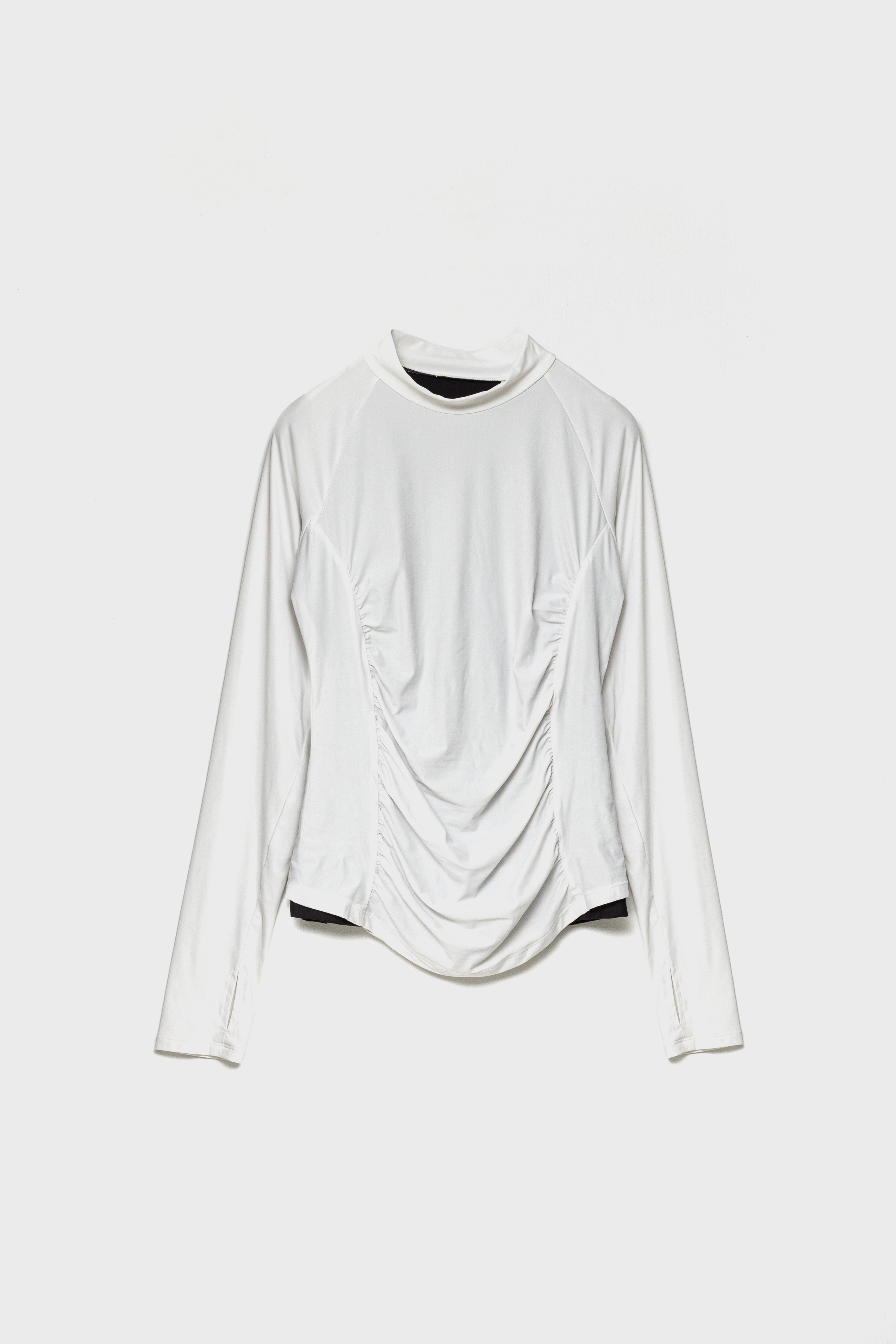 MOCKNECK GATHER TOP - White