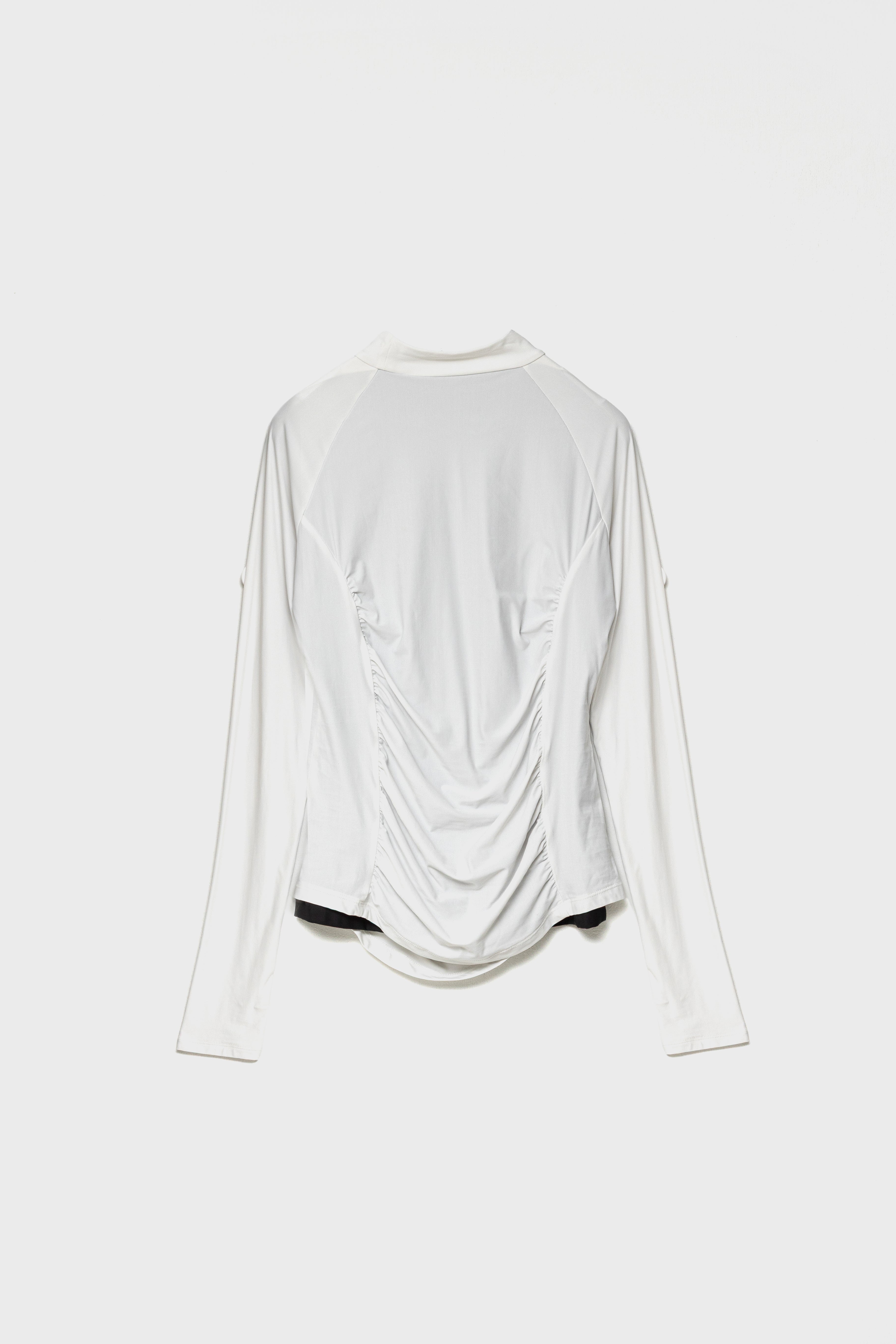 MOCKNECK GATHER TOP - White