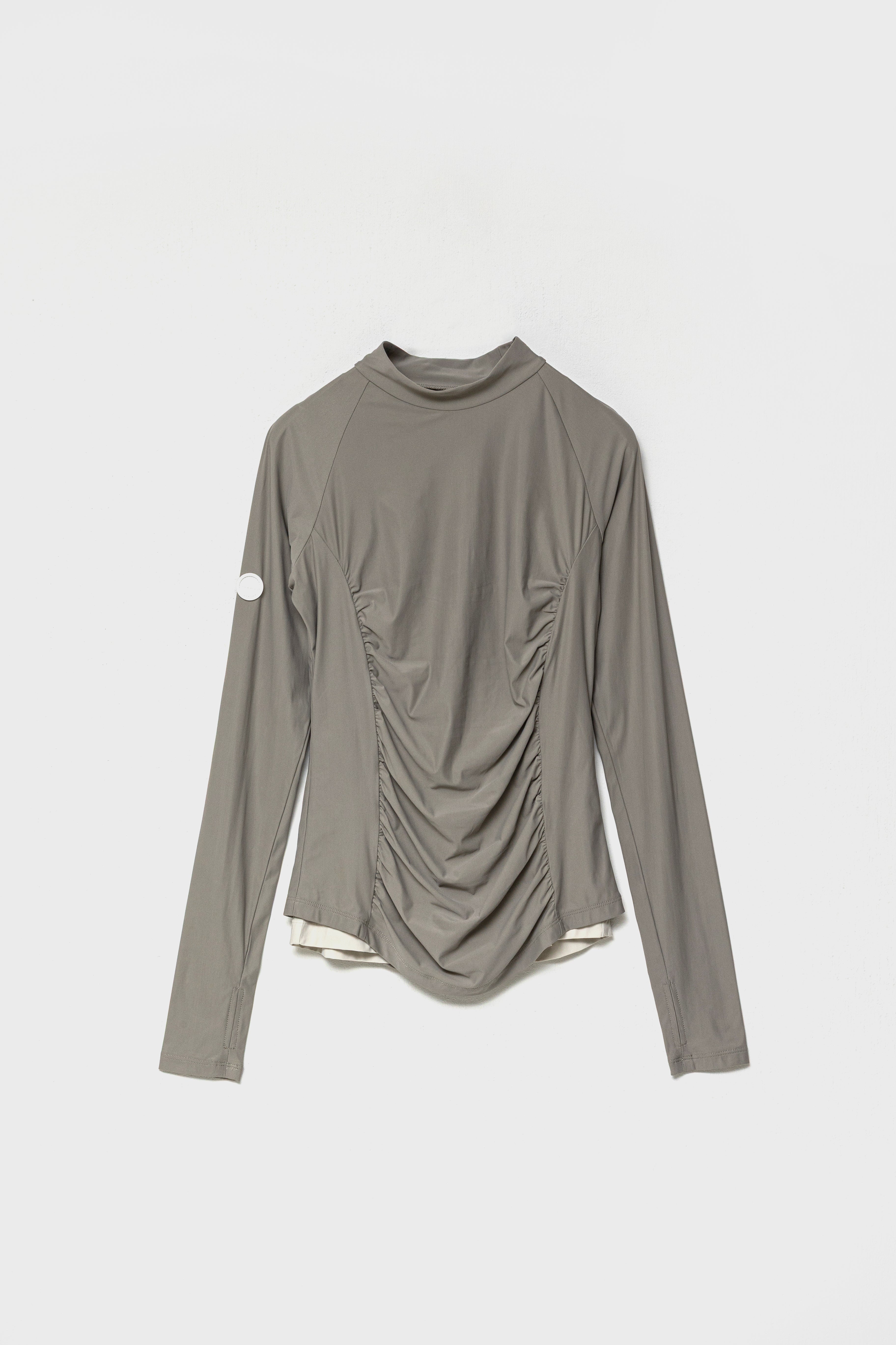 MOCKNECK GATHER TOP - Gray