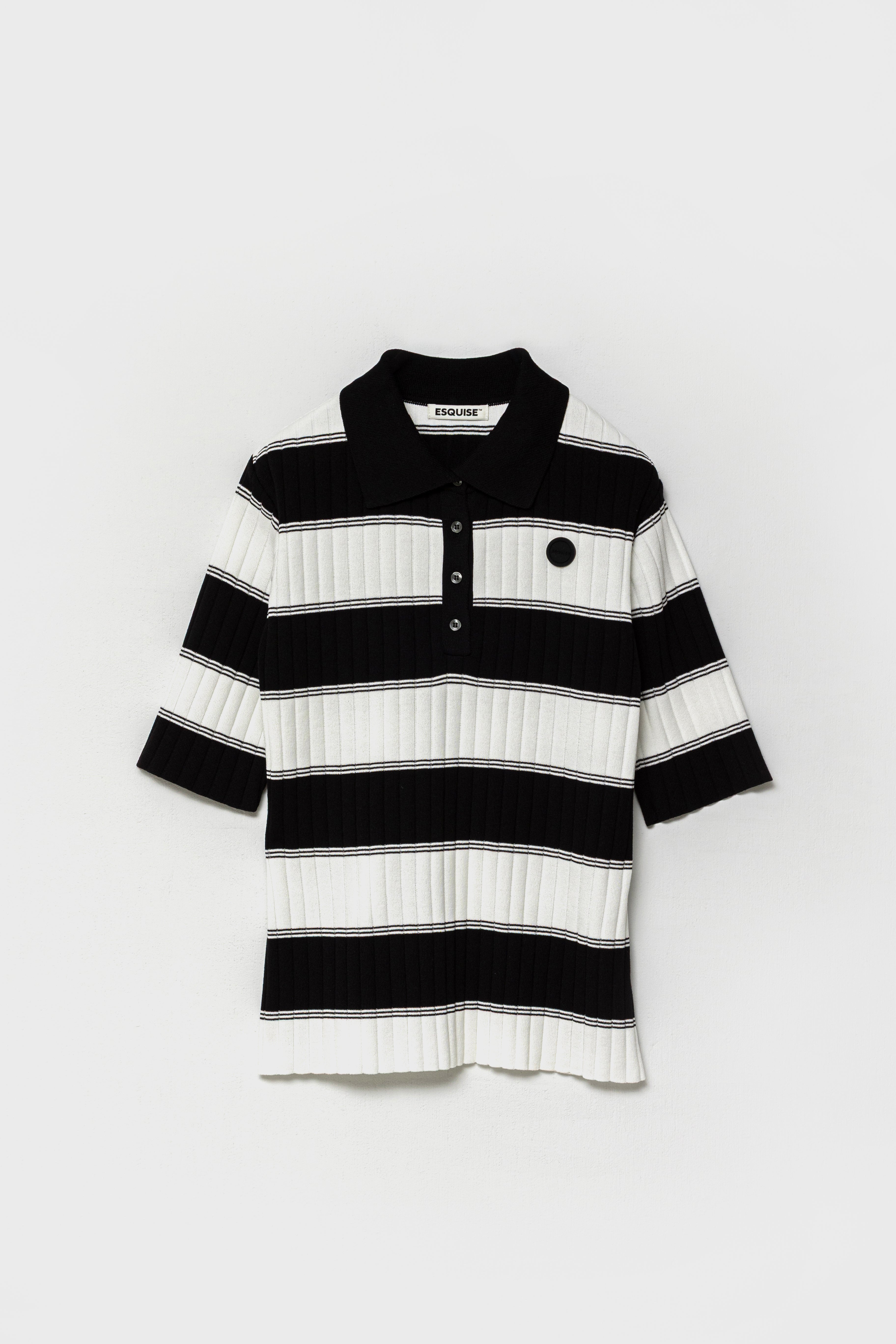 ORGANIC COTTON KNIT POLO - Black x White
