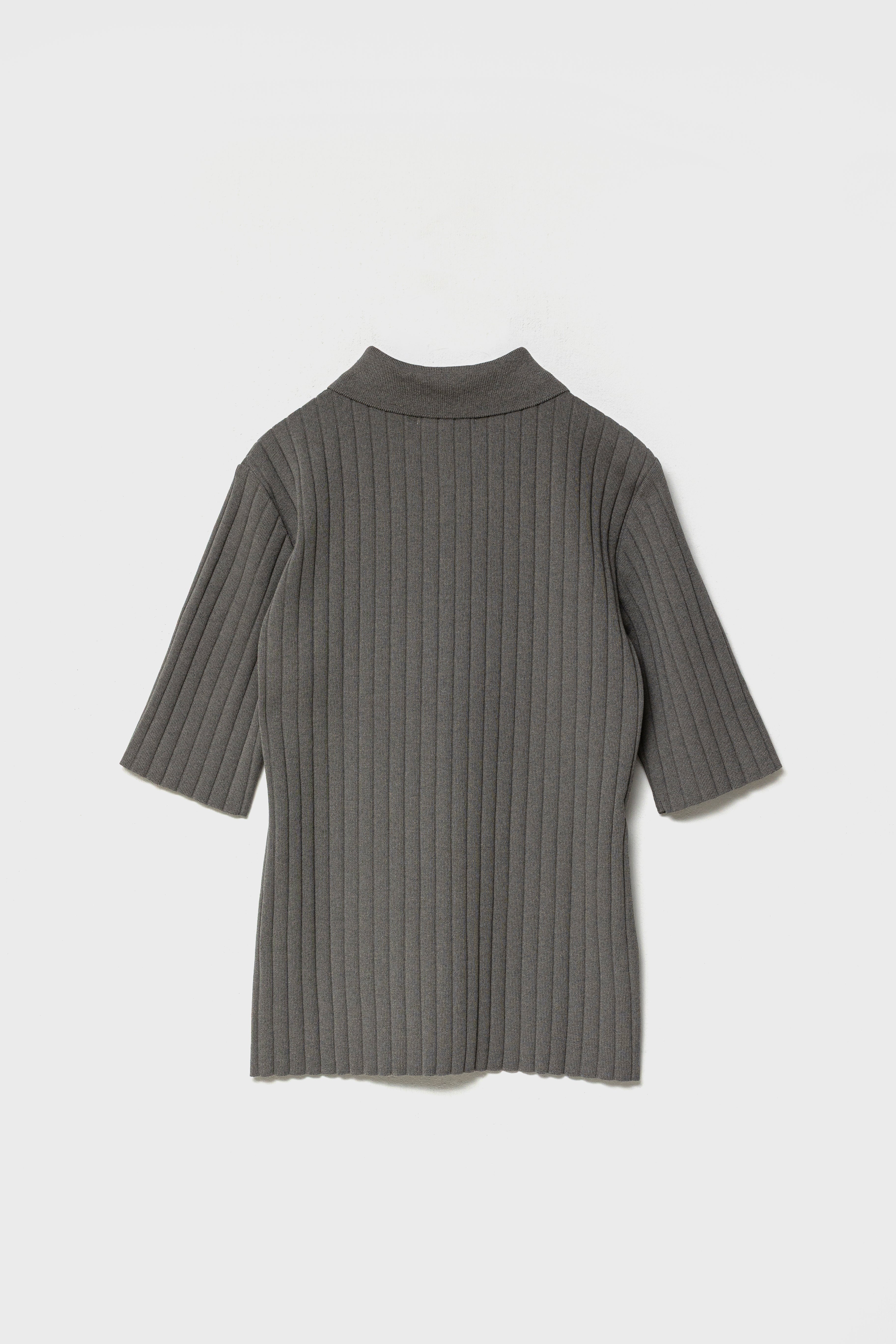ORGANIC COTTON KNIT POLO - Gray