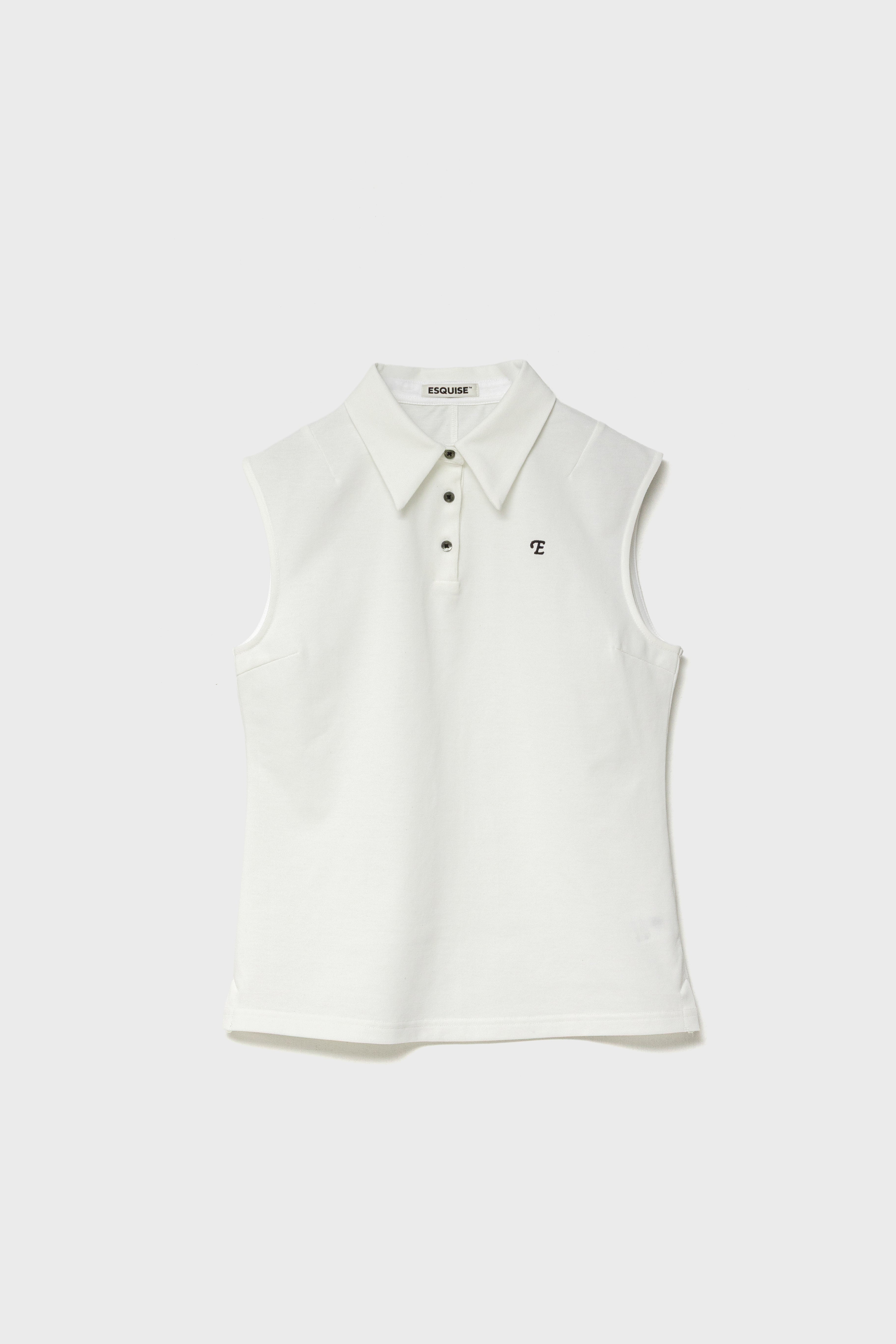 CLASSIC PIQUE SLEEVELESS TOP - White