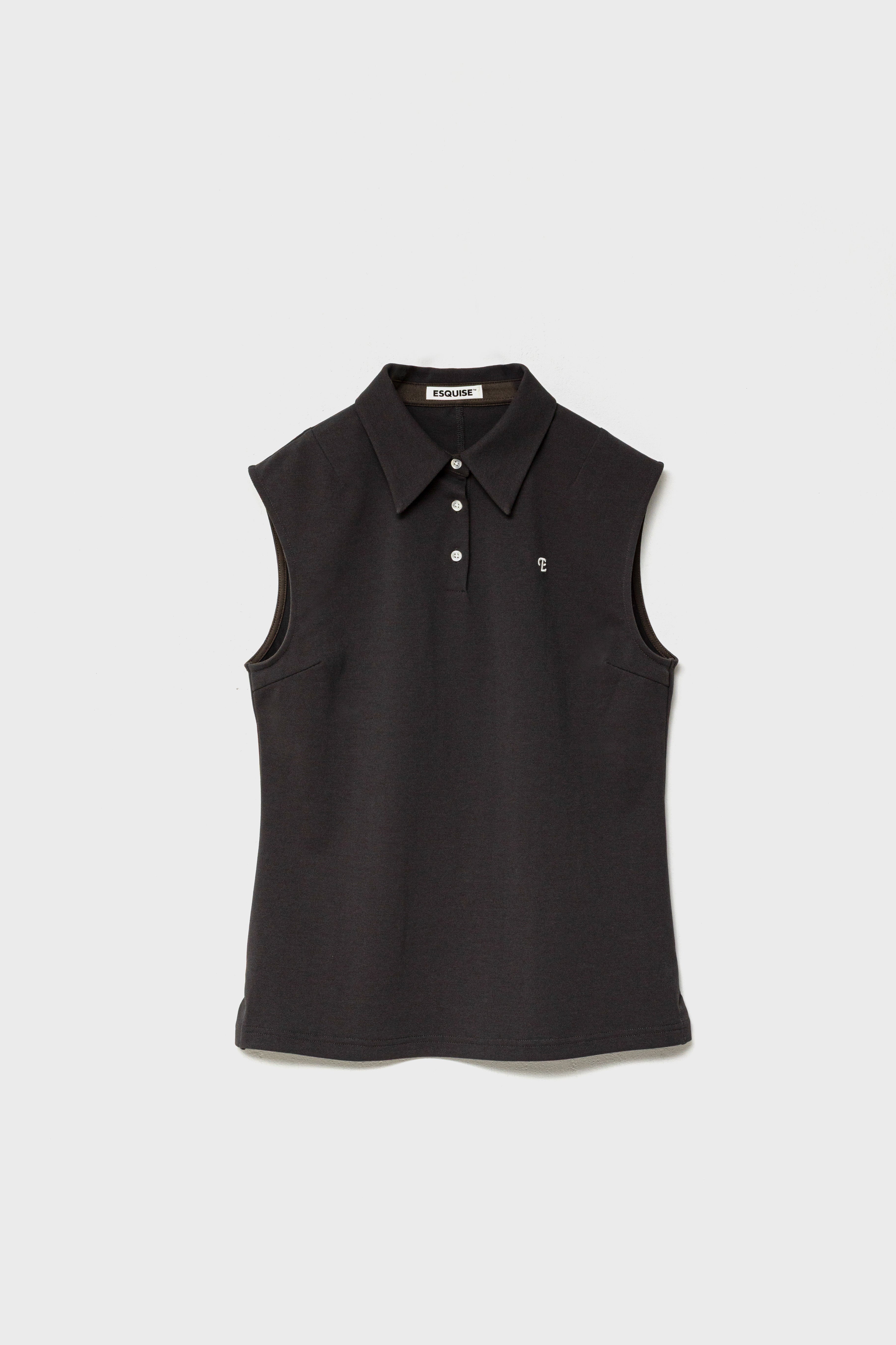 CLASSIC PIQUE SLEEVELESS TOP - Brown
