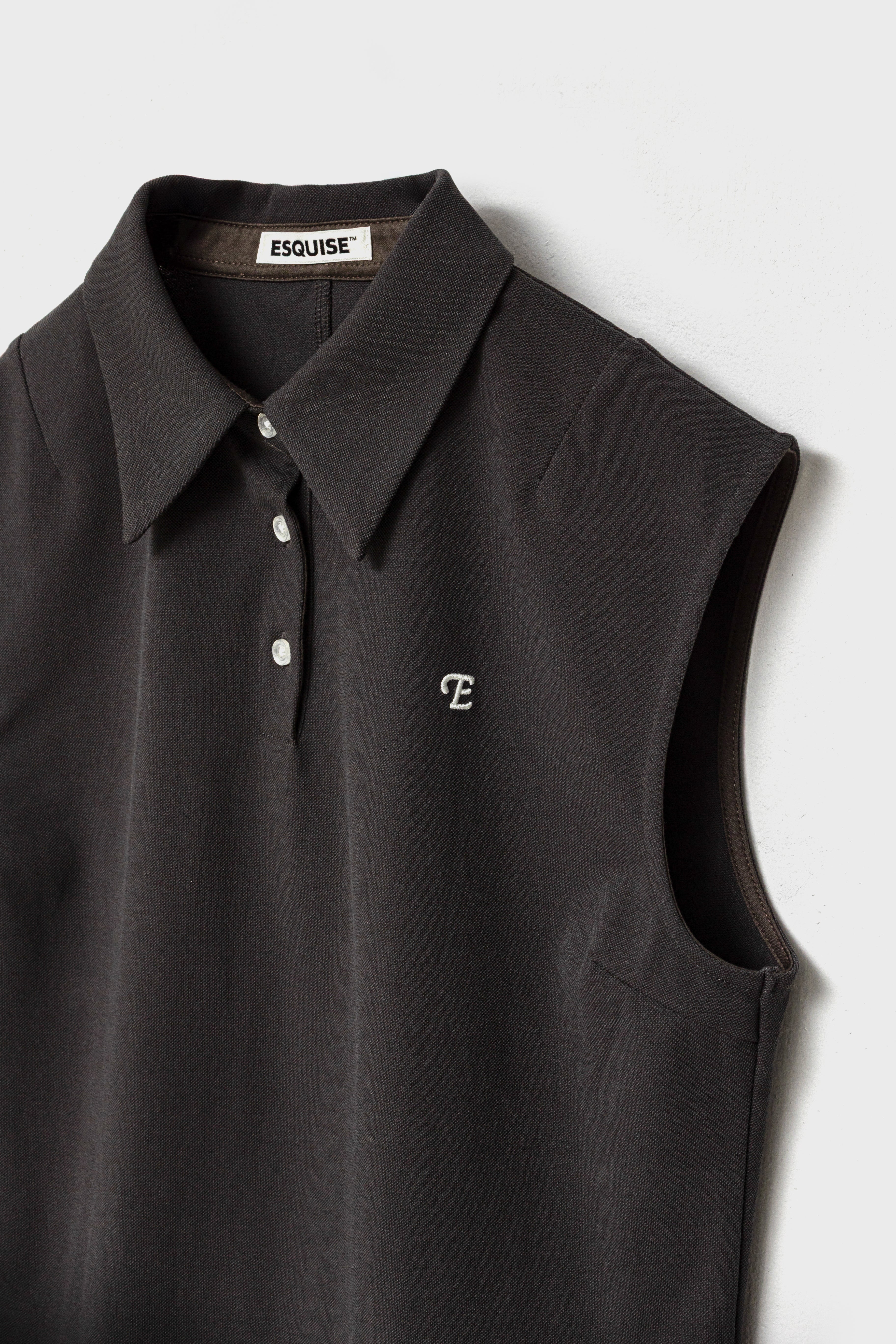 CLASSIC PIQUE SLEEVELESS TOP - Brown