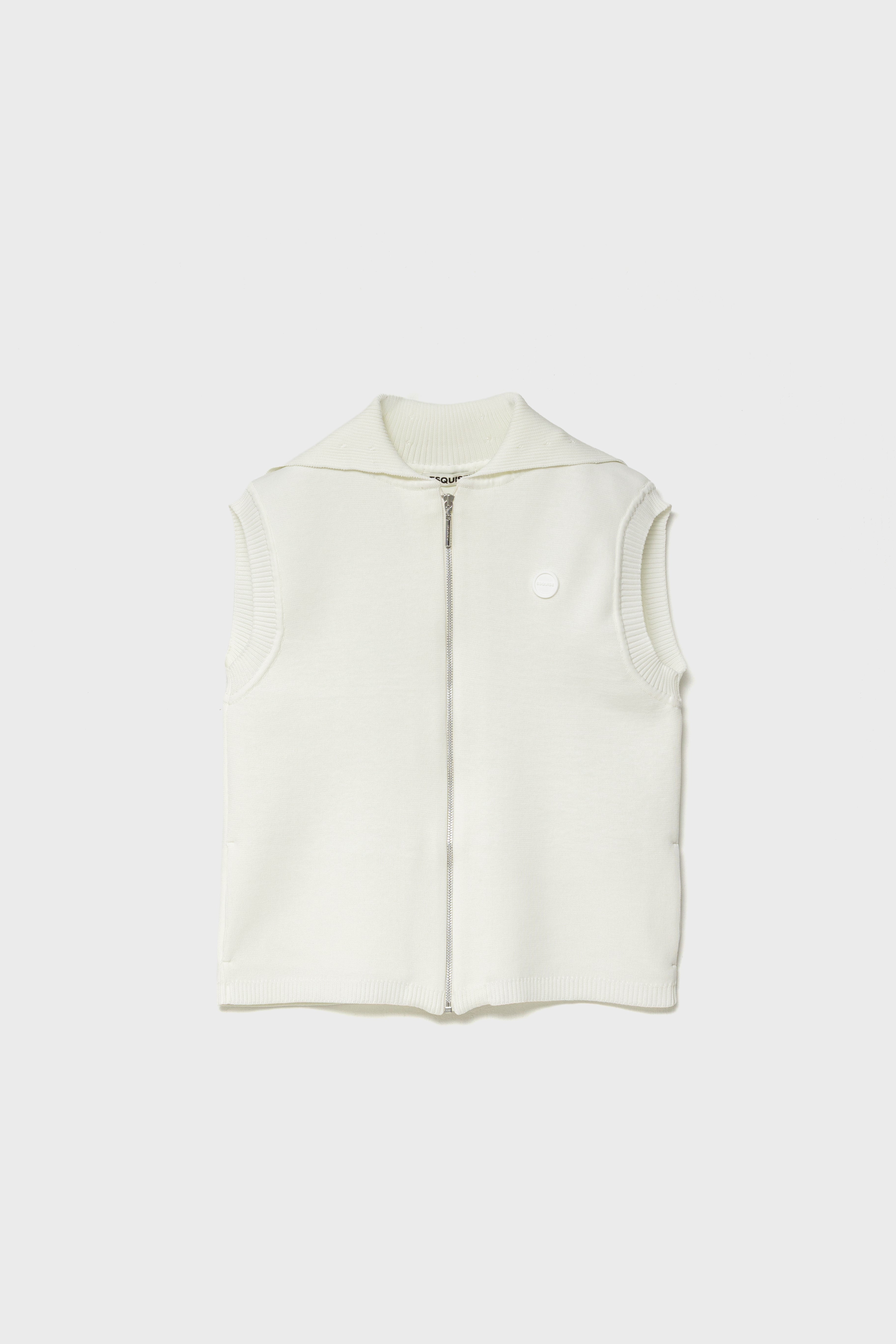 RECYCLED SMOOTH-KNIT VEST - White