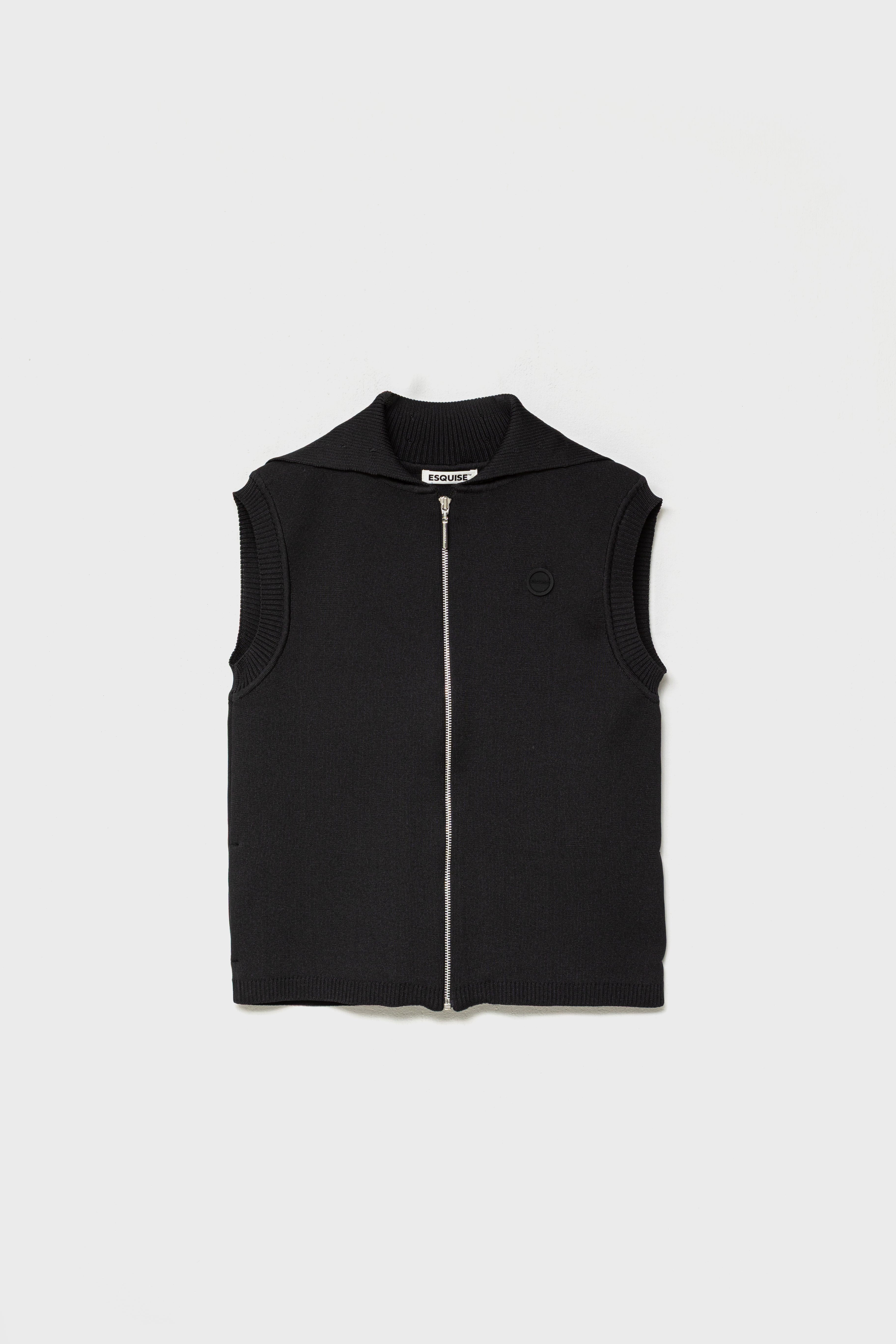 RECYCLED SMOOTH-KNIT VEST - Black