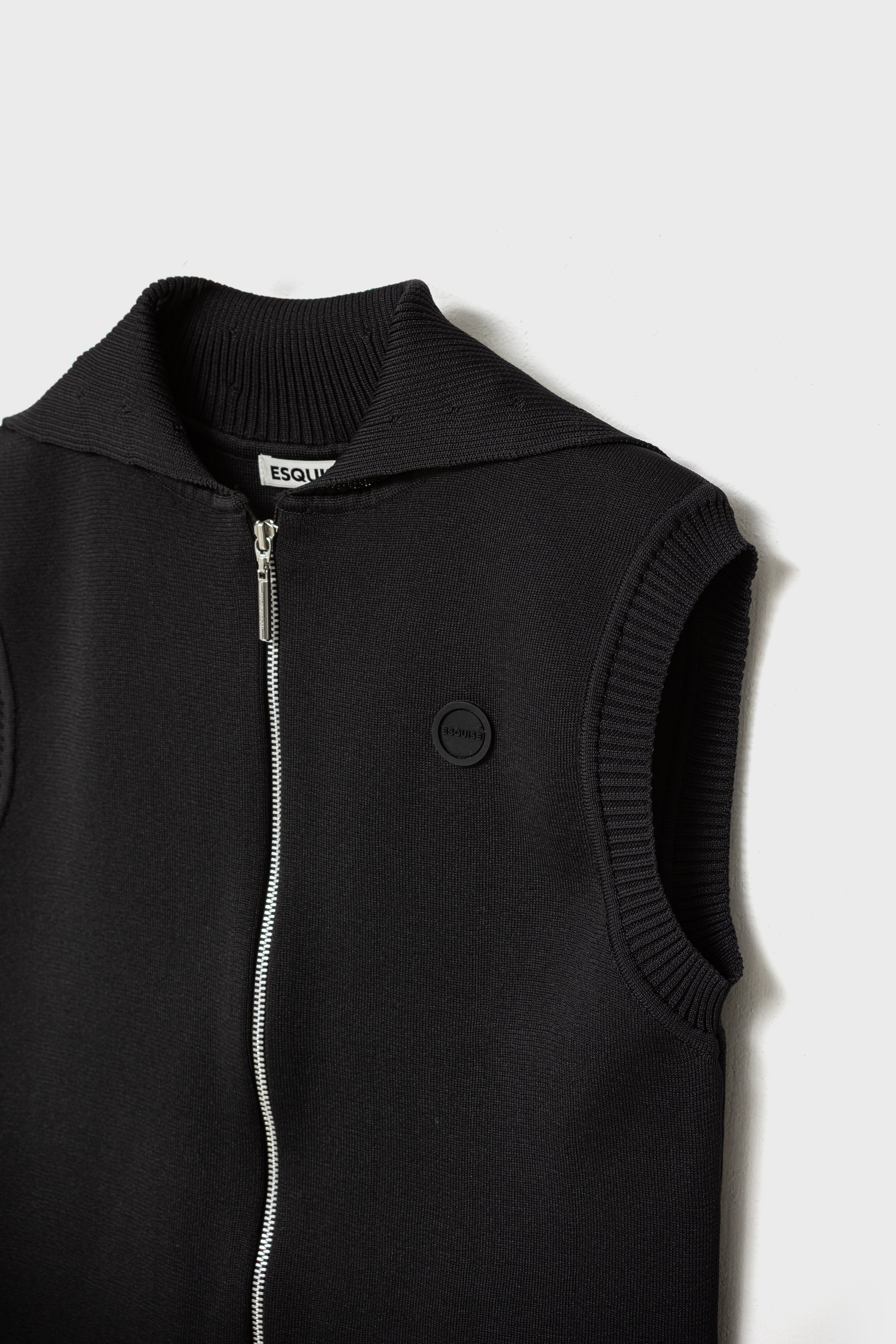 RECYCLED SMOOTH-KNIT VEST - Black