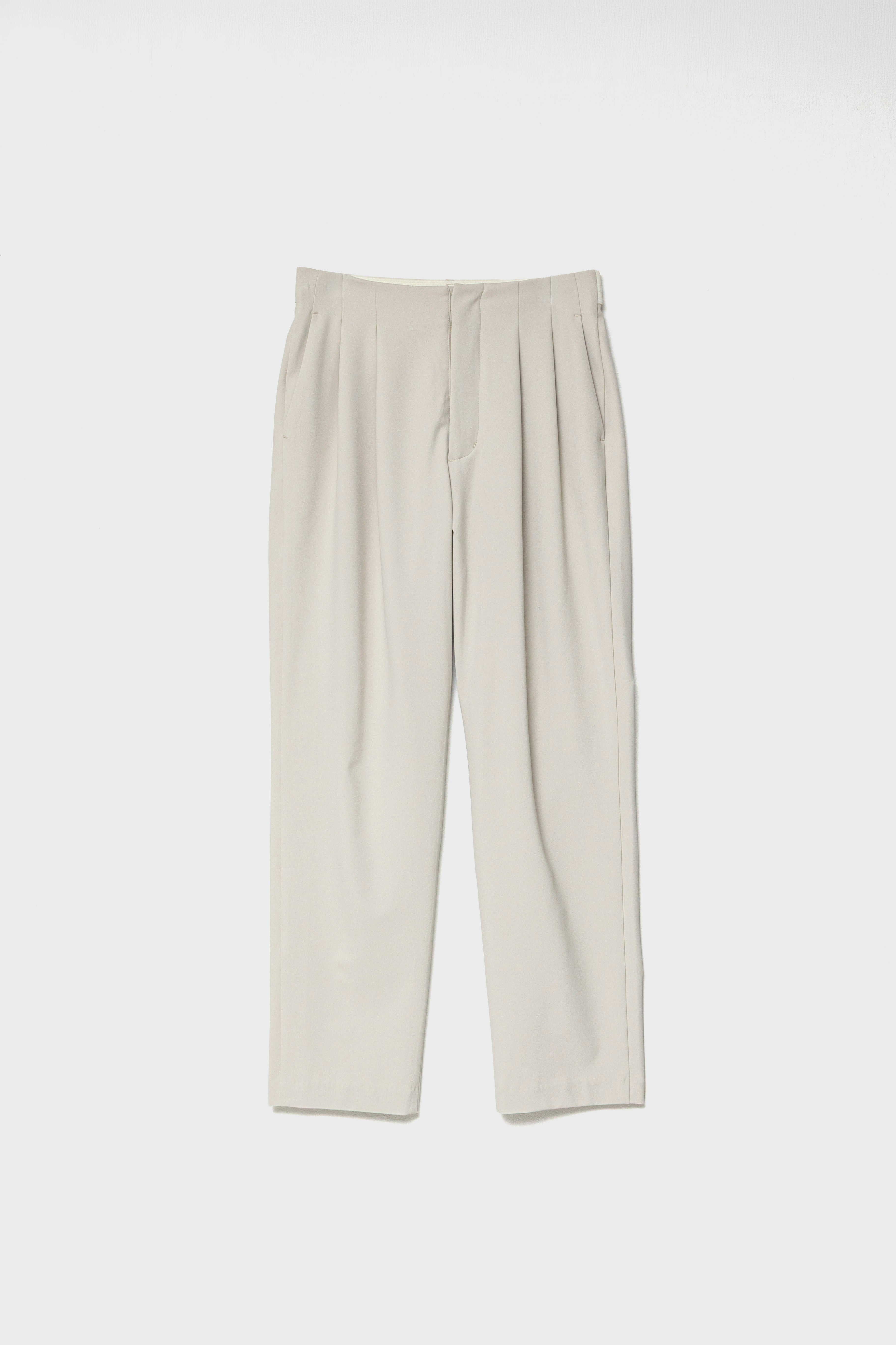 RELAXED DOUBLE PLEATS TROUSERS - Beige