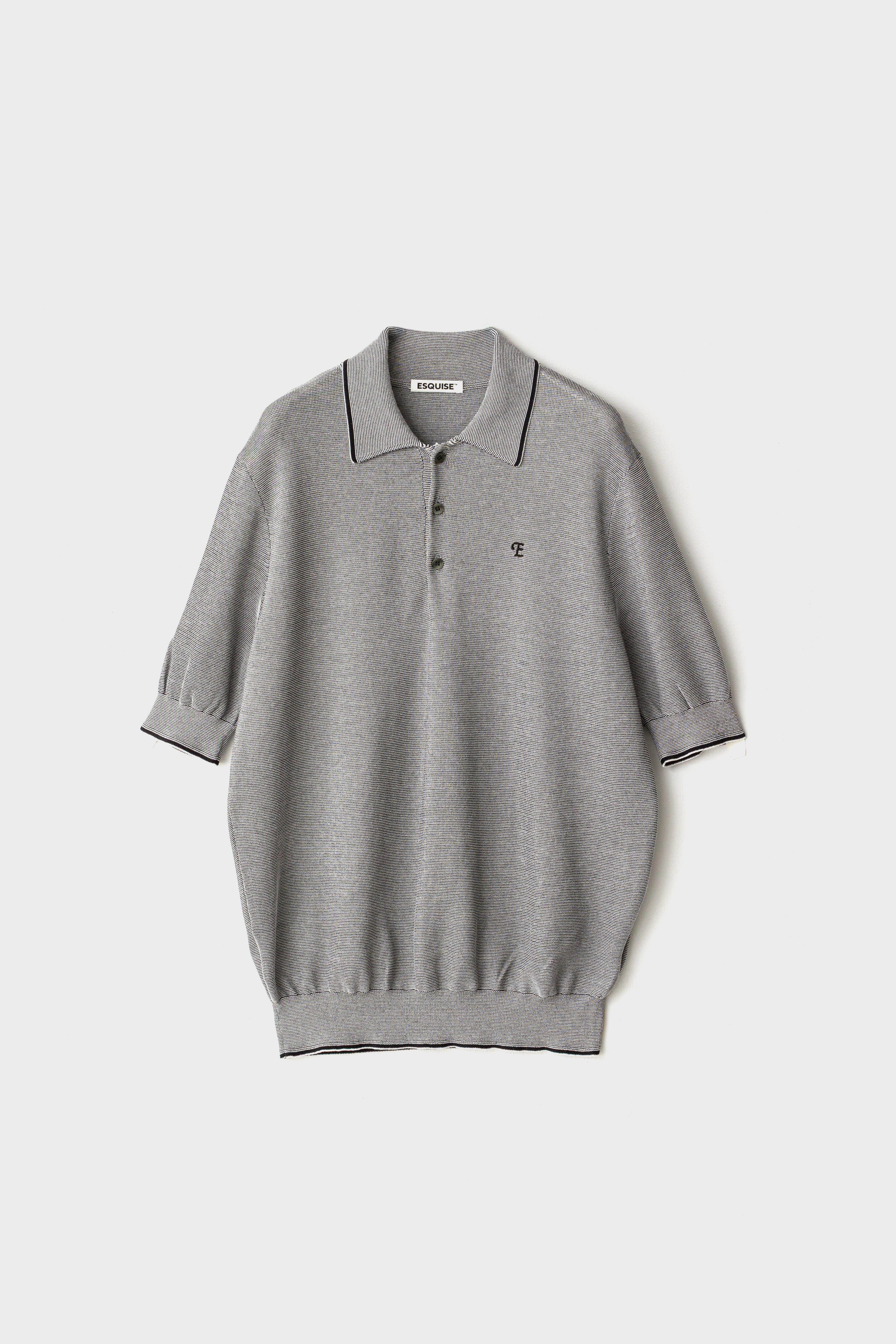FINE WEAVE KNIT POLO - Black