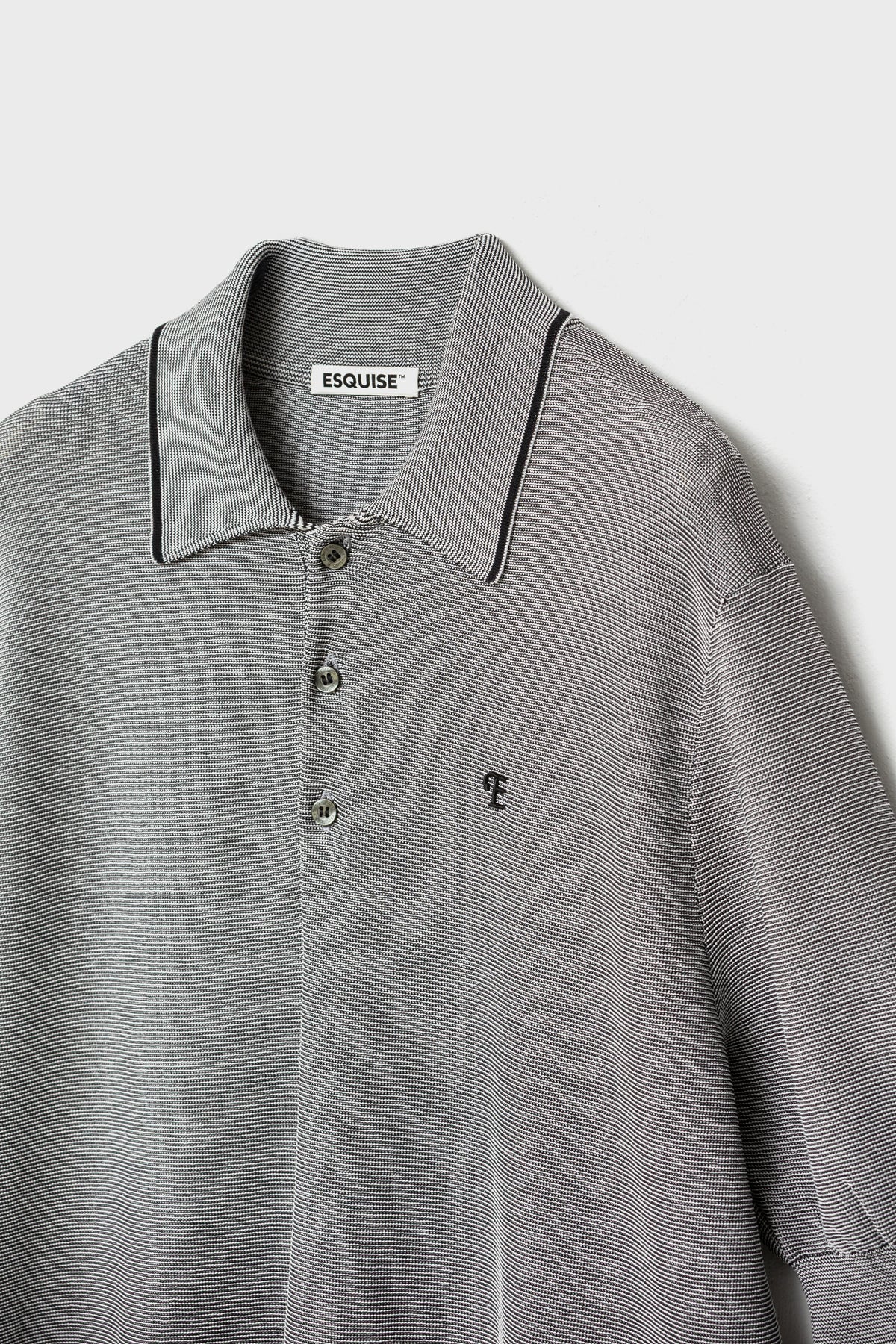 FINE WEAVE KNIT POLO - Black