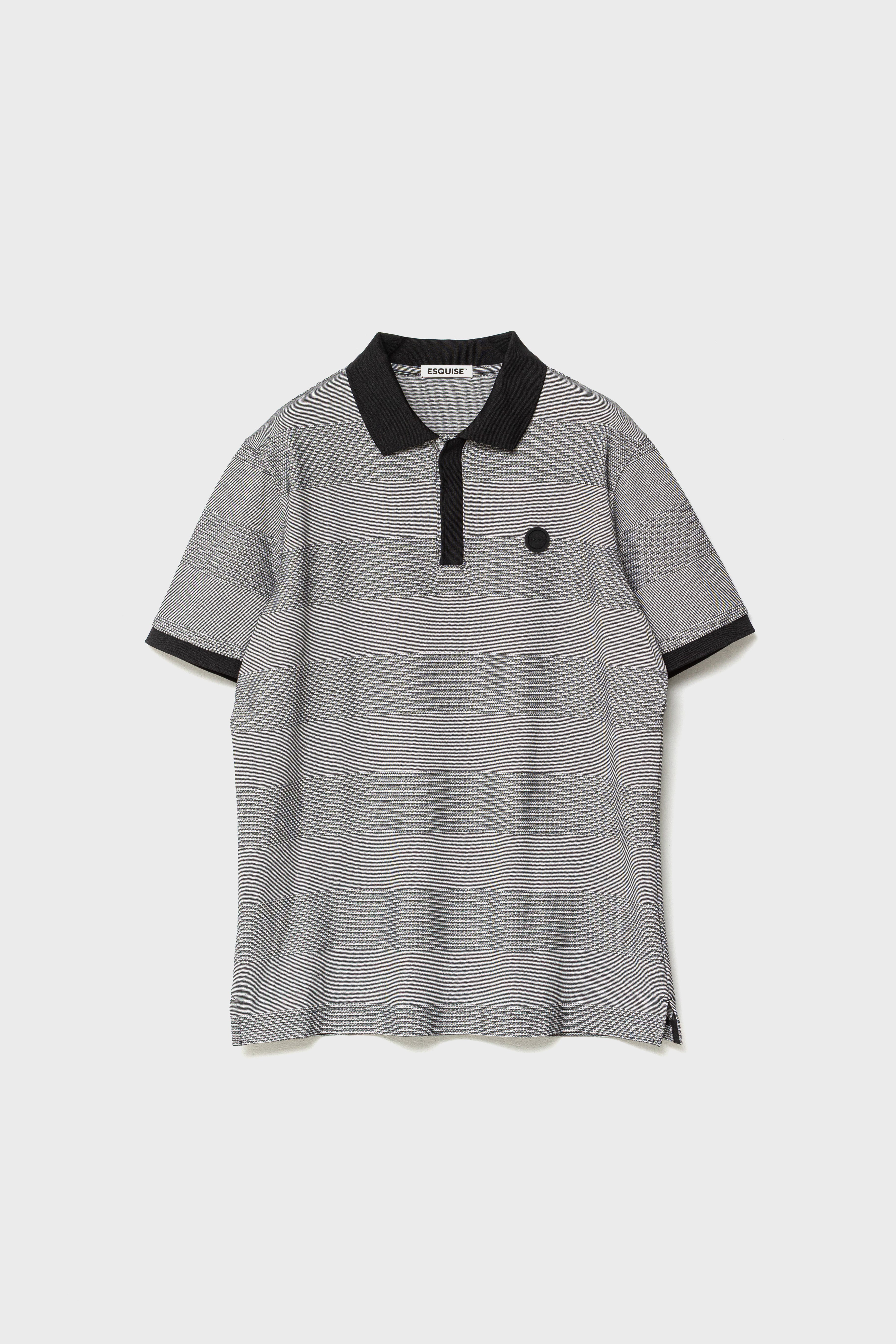 JACQUARD STRIPED POLO - Black&White