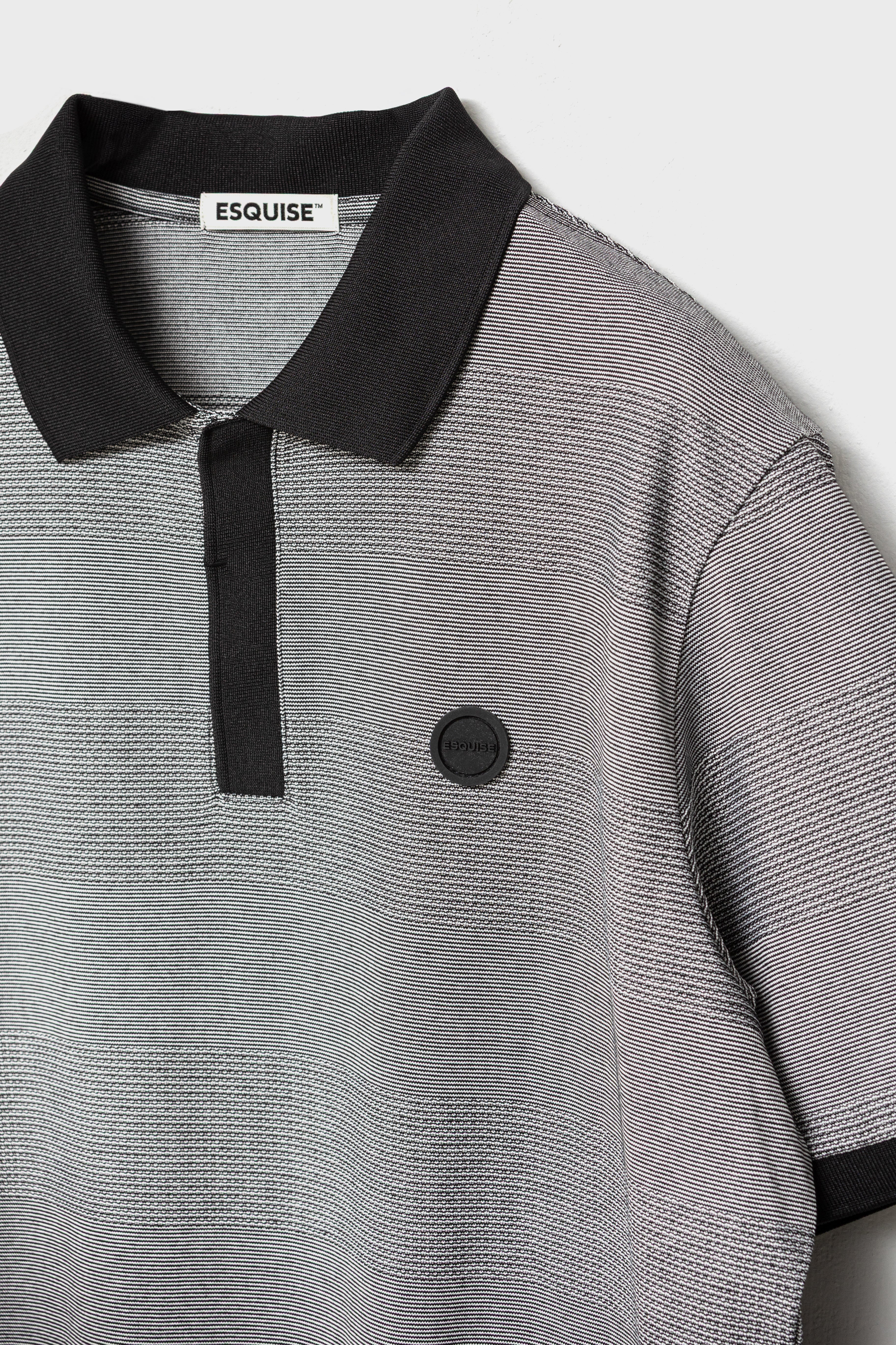 JACQUARD STRIPED POLO - Black&White