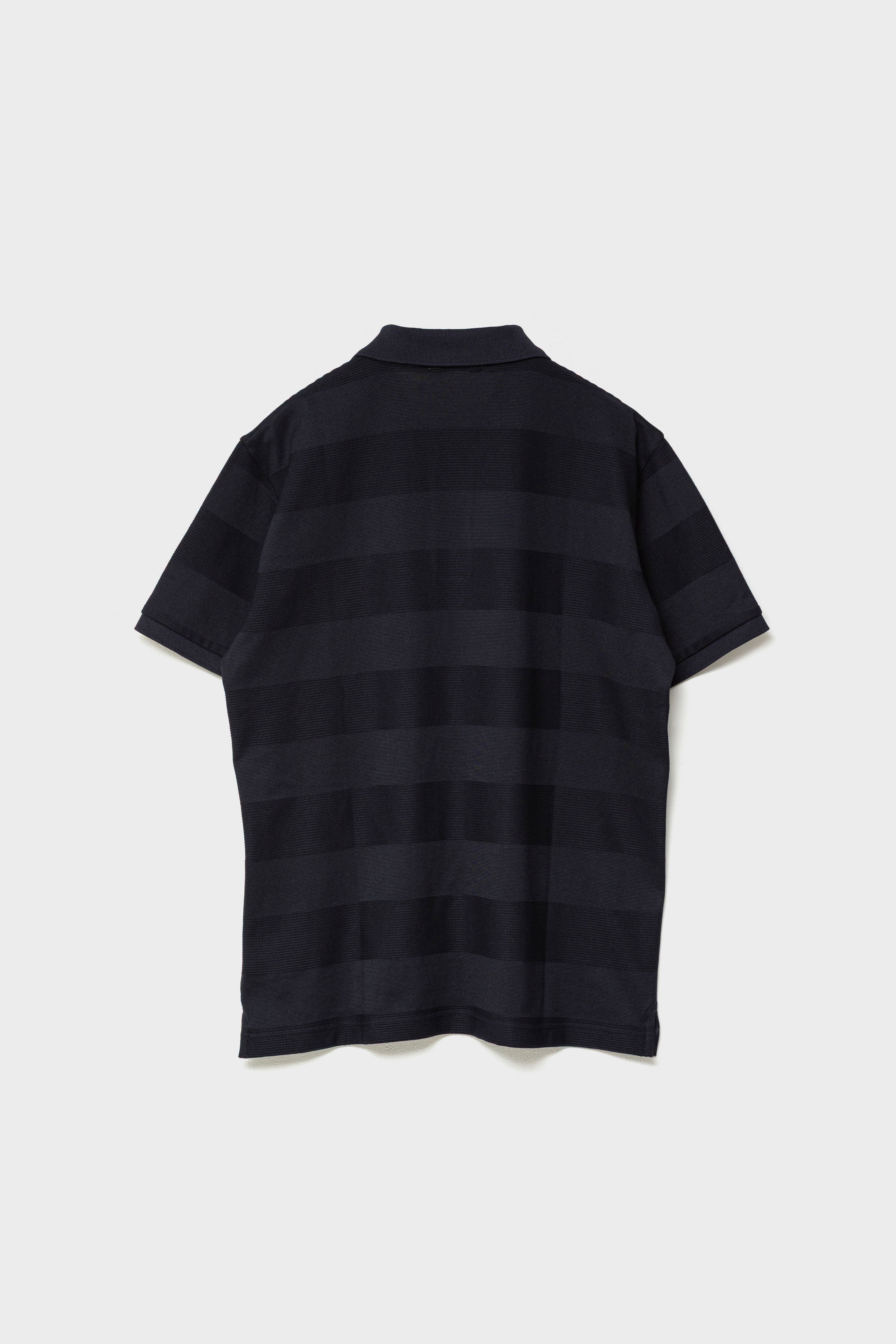 JACQUARD STRIPED POLO - Navy