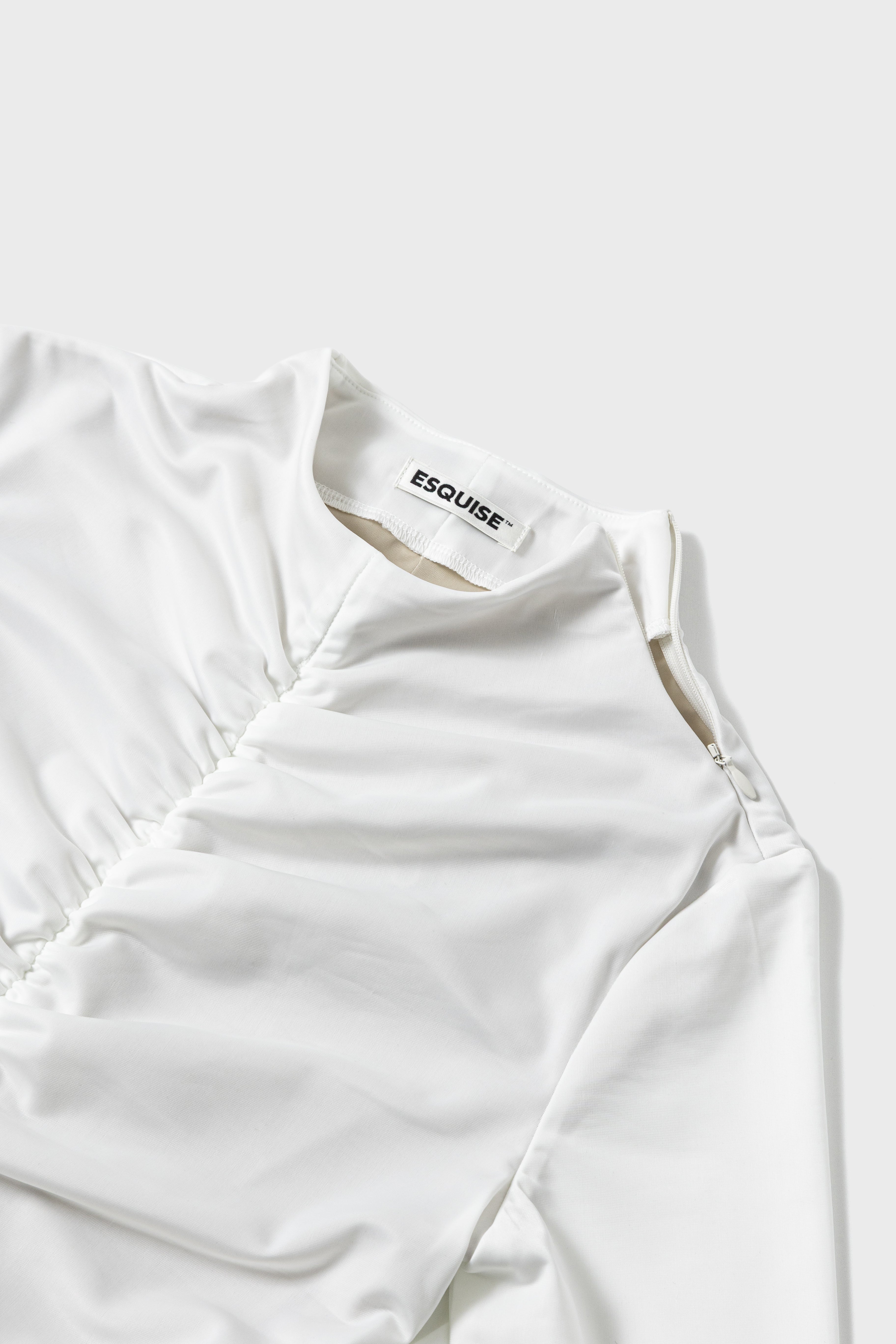 GATHER STRETCH TOP - White