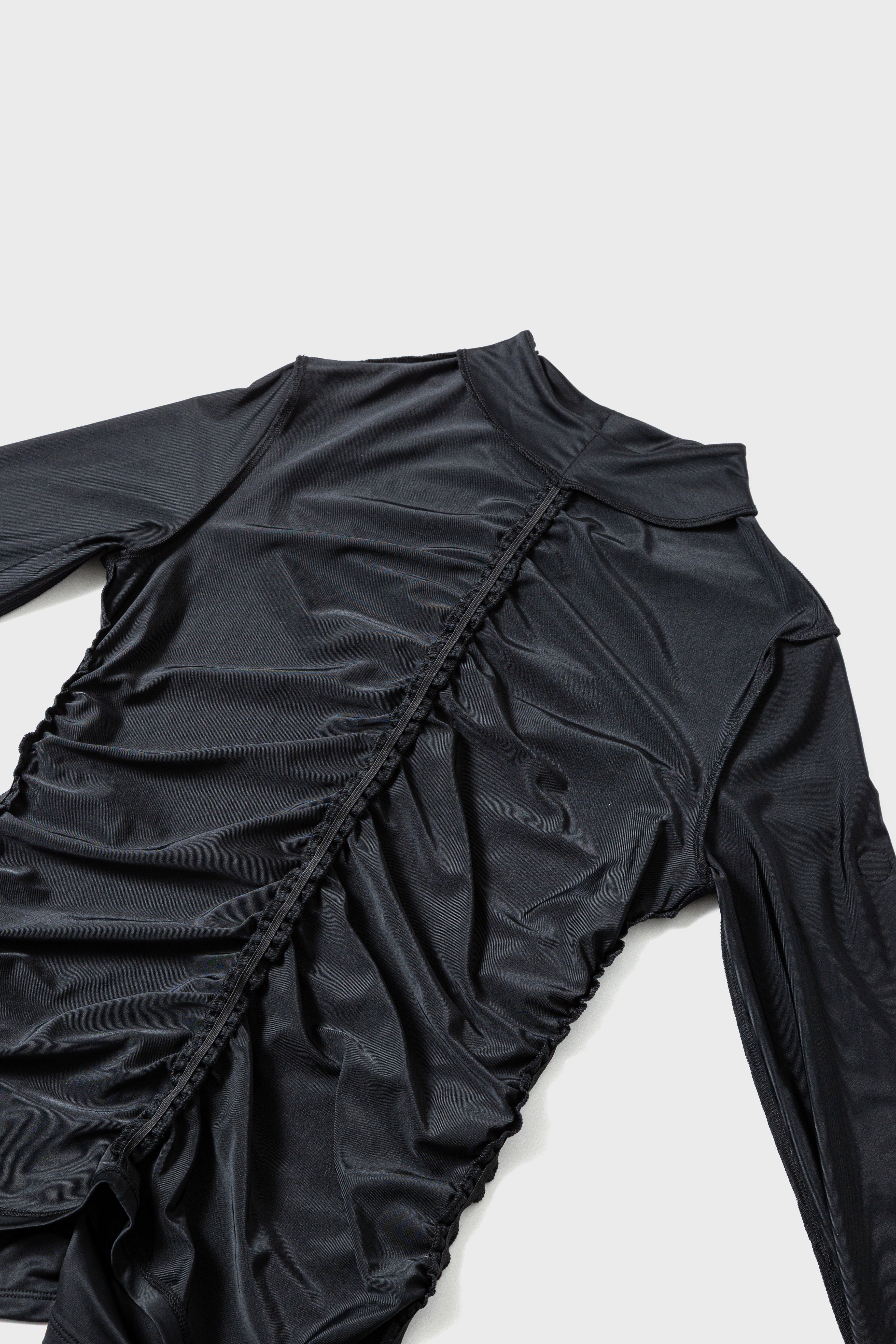 GATHER STRETCH TOP - Black