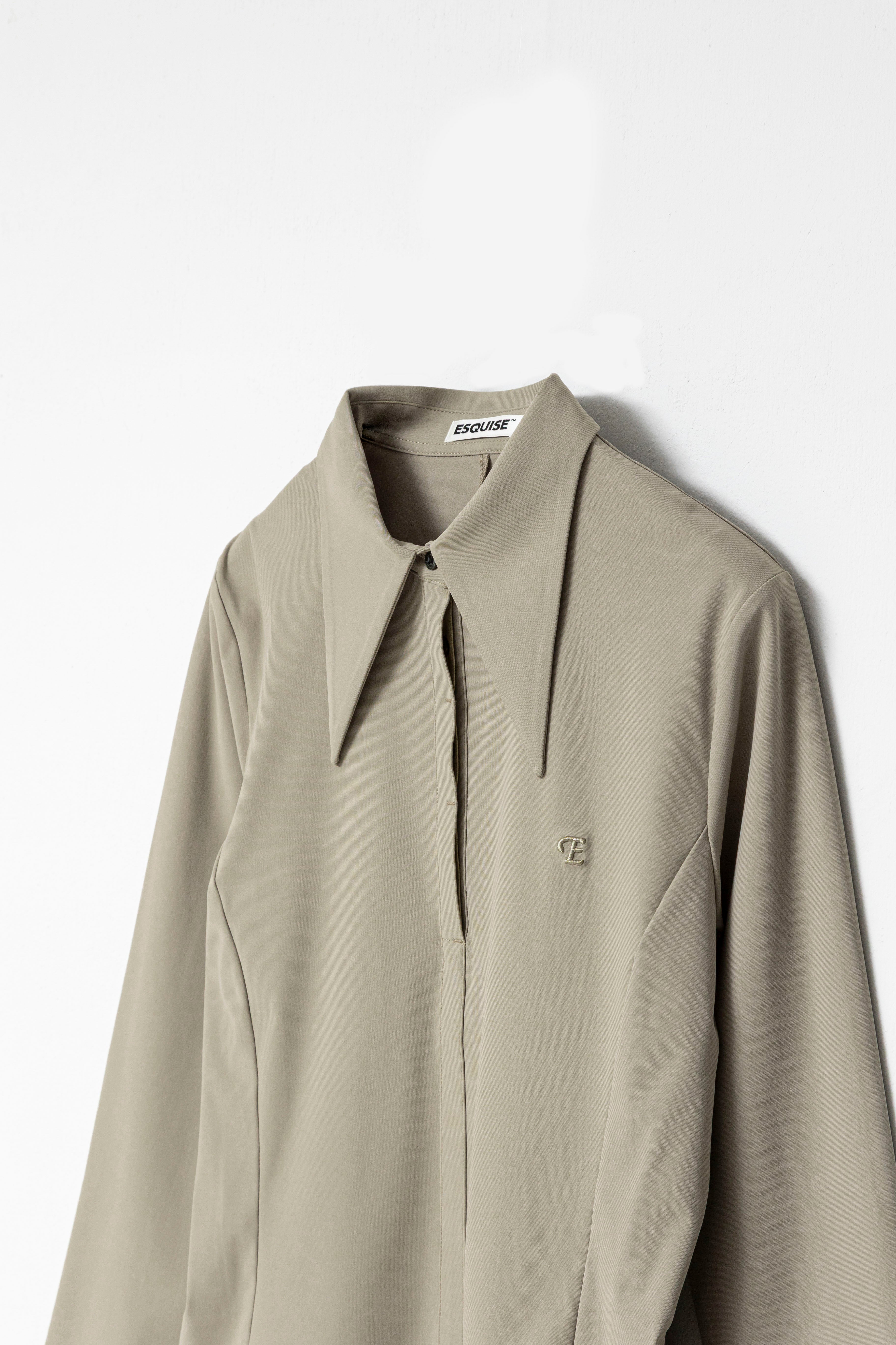 CLASSIC COLLAR SHIRT TOP - Beige