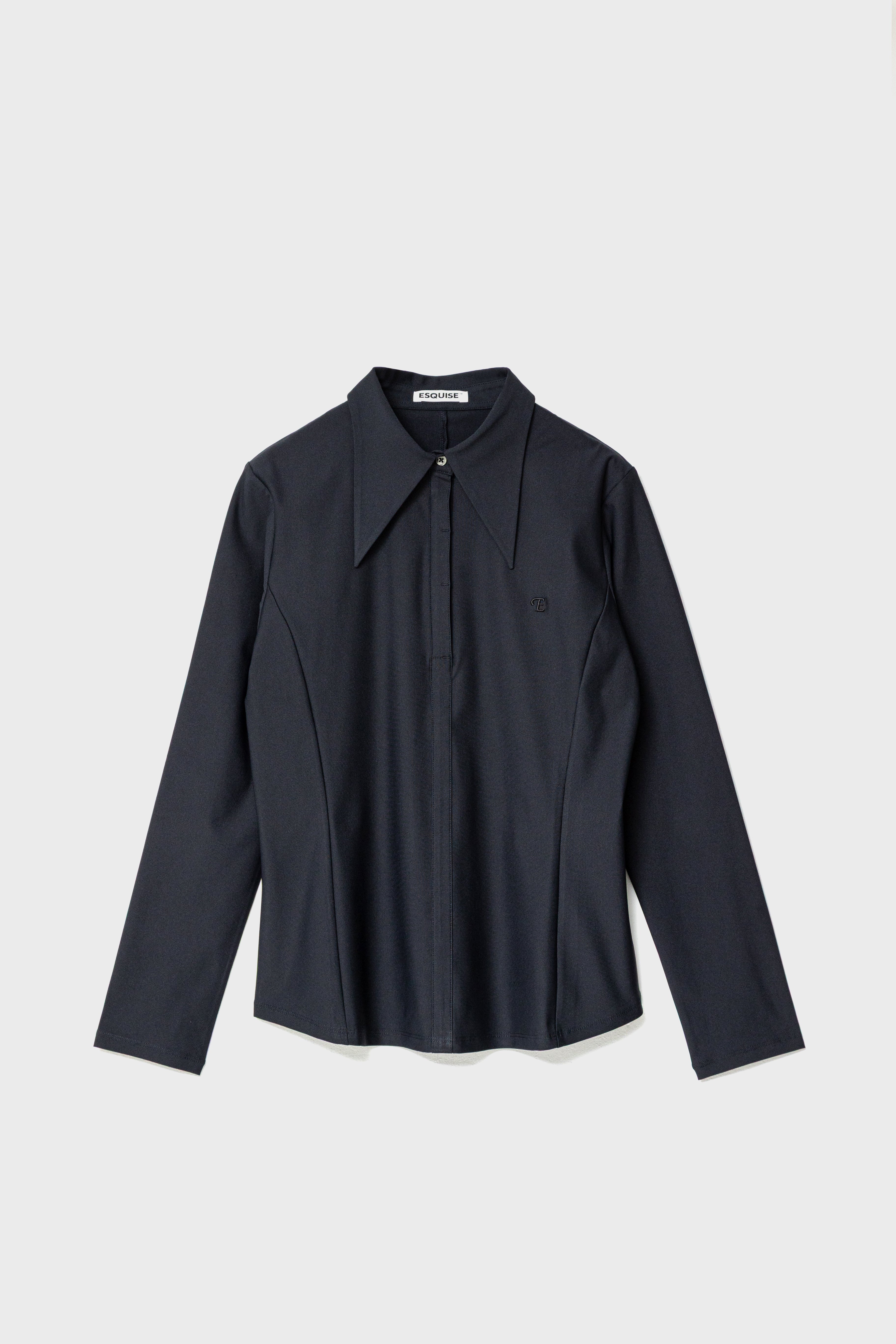 CLASSIC COLLAR SHIRT TOP - Black