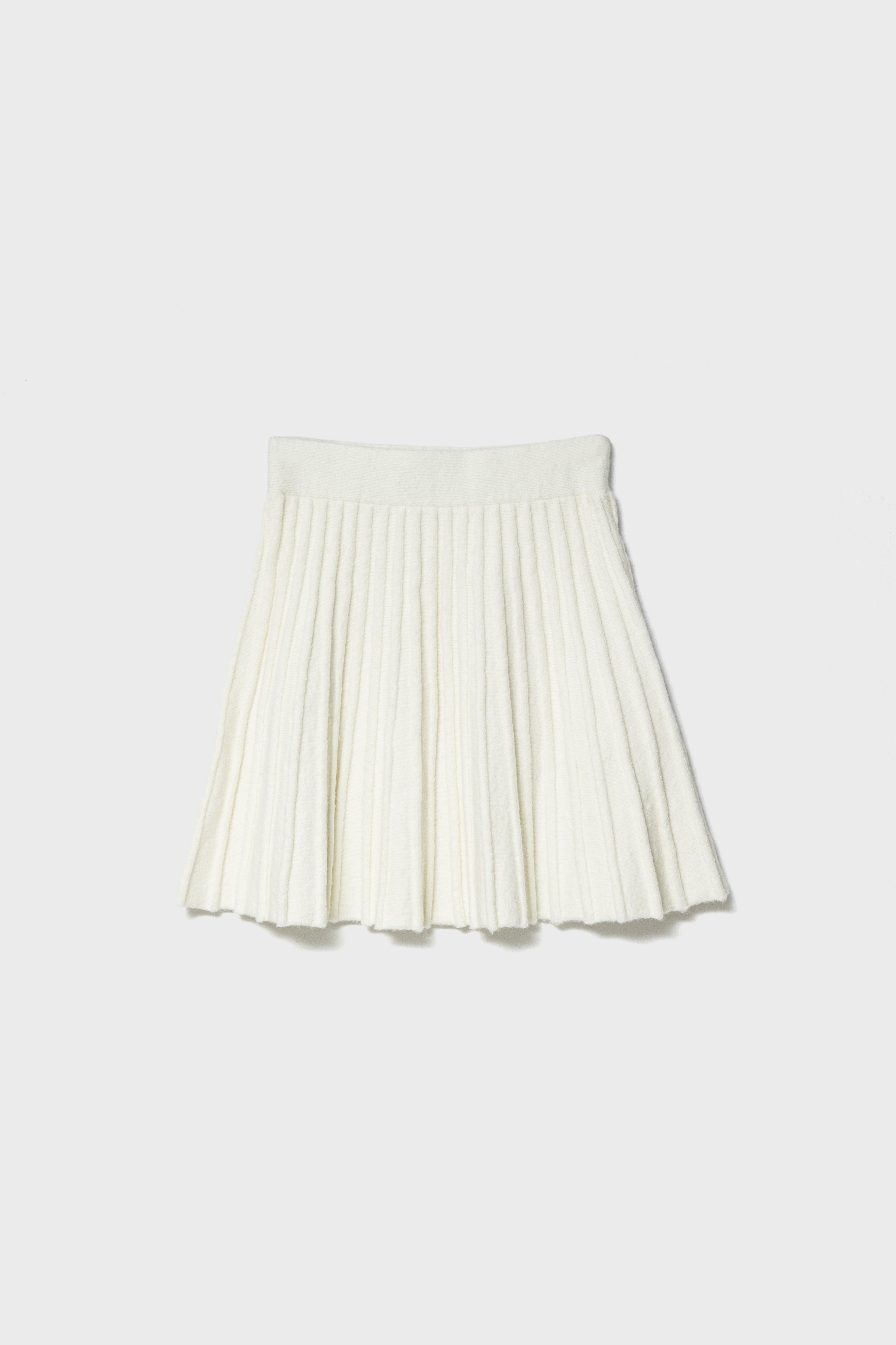 ECO-KNIT PLEATS SKIRT - White