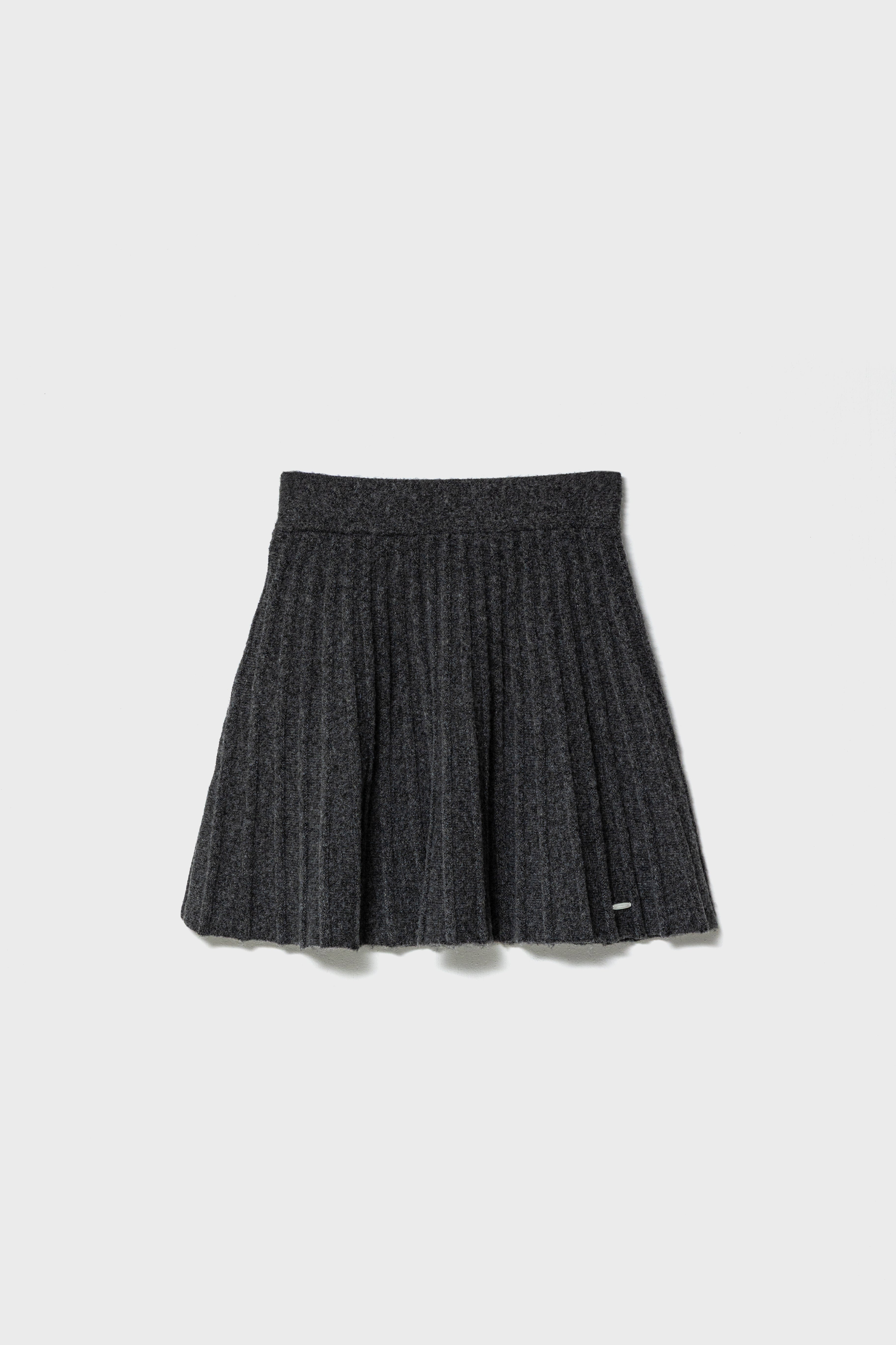 ECO-KNIT PLEATS SKIRT - Gray
