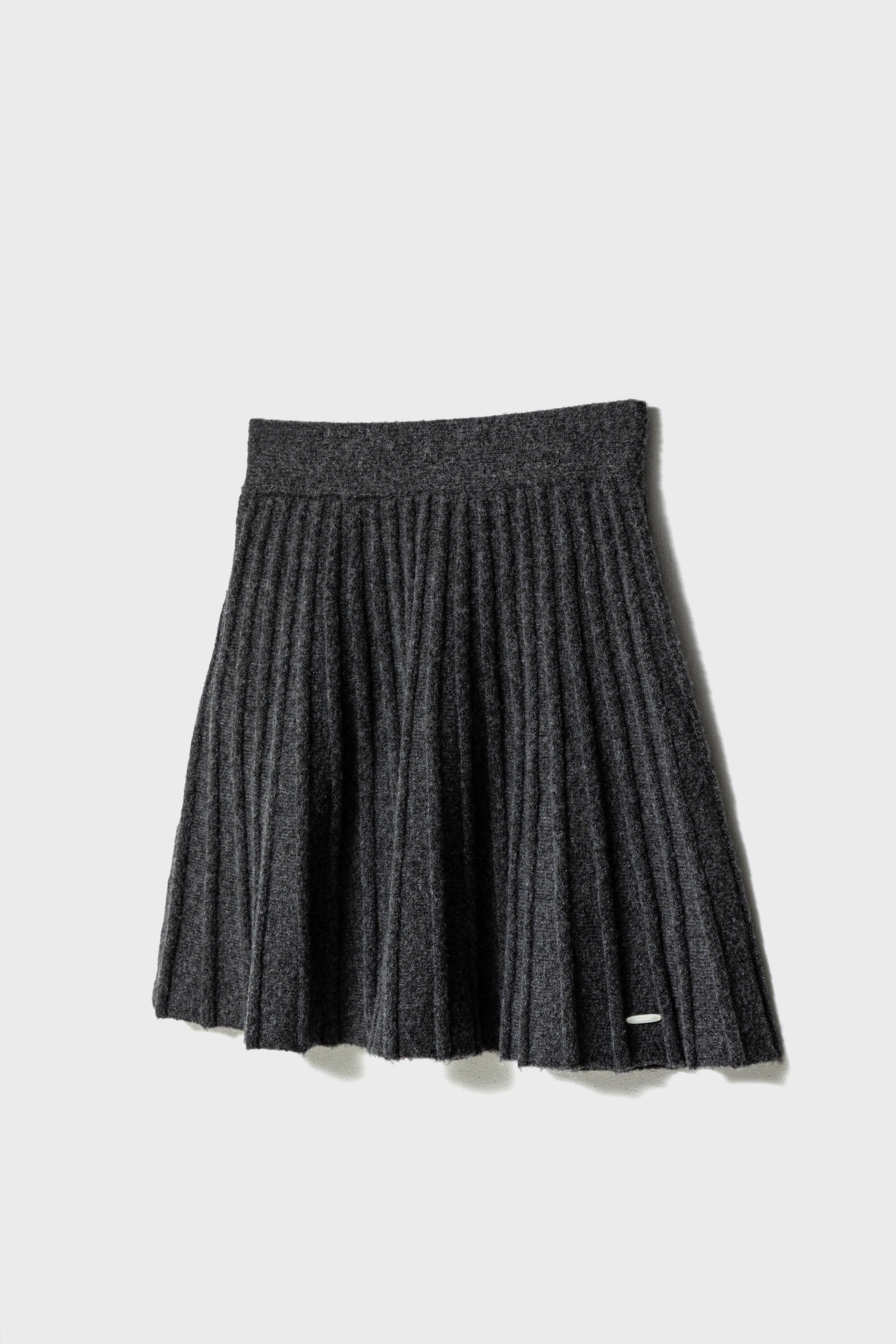ECO-KNIT PLEATS SKIRT - Gray