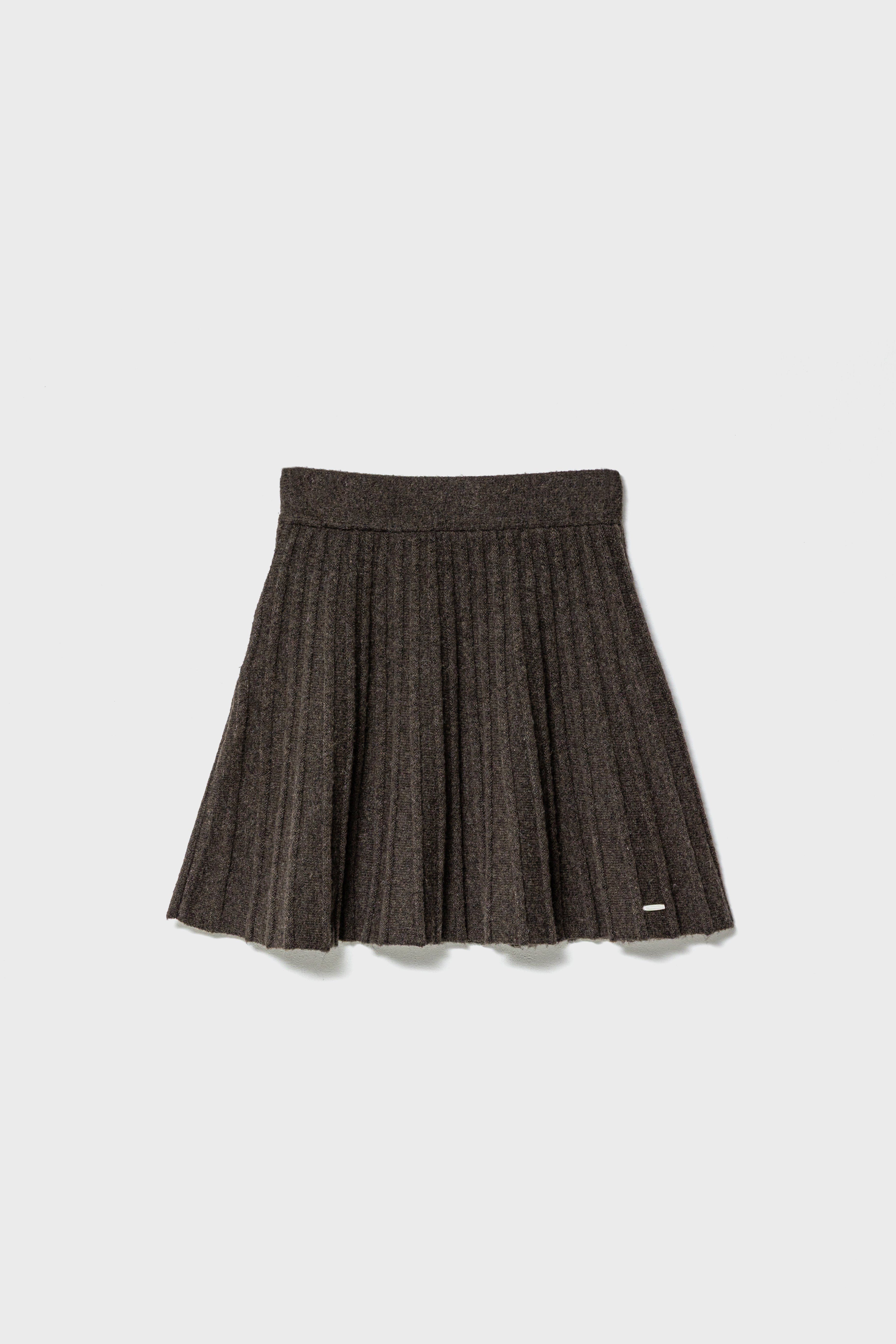 ECO-KNIT PLEATS SKIRT - Brown