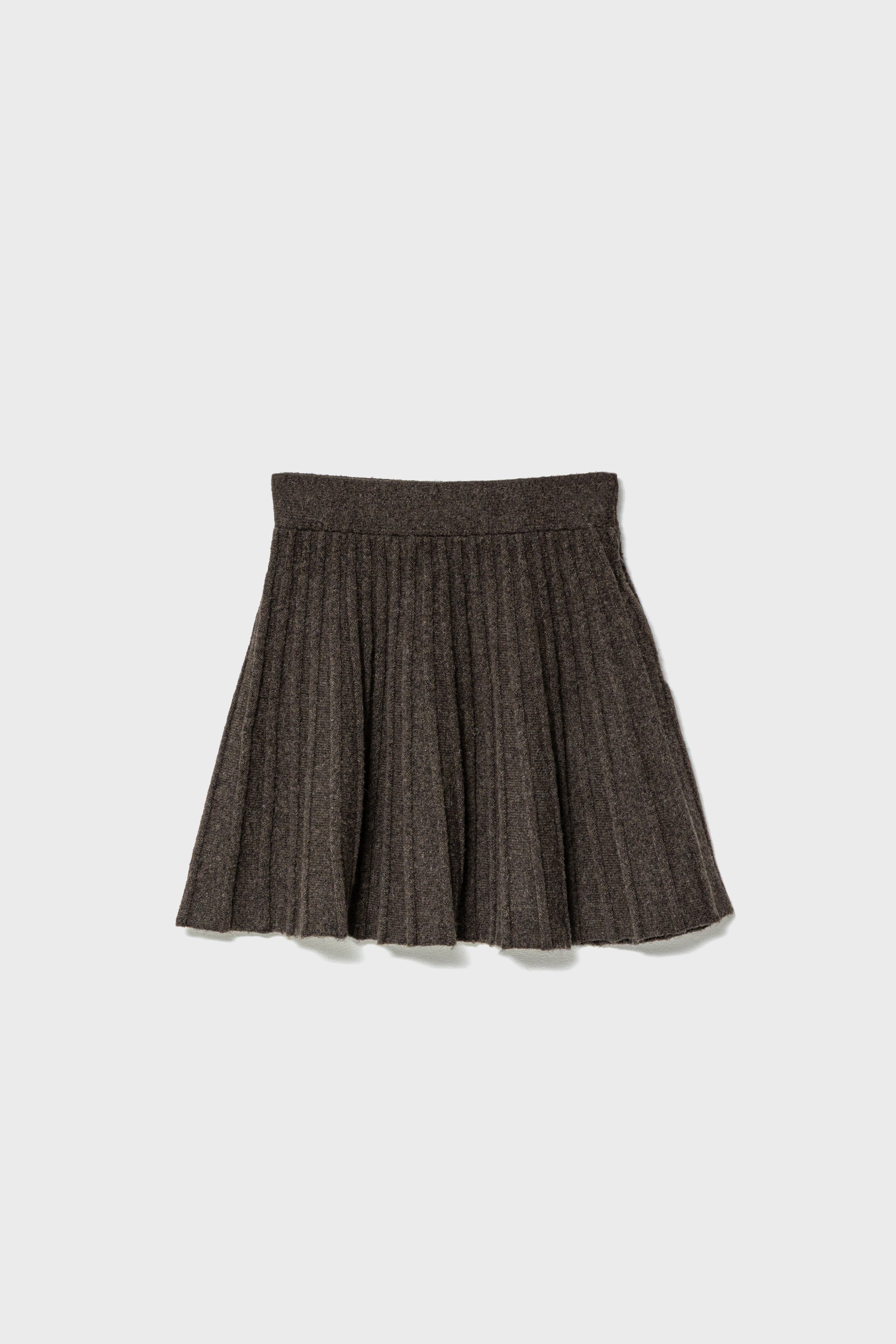 ECO-KNIT PLEATS SKIRT - Brown