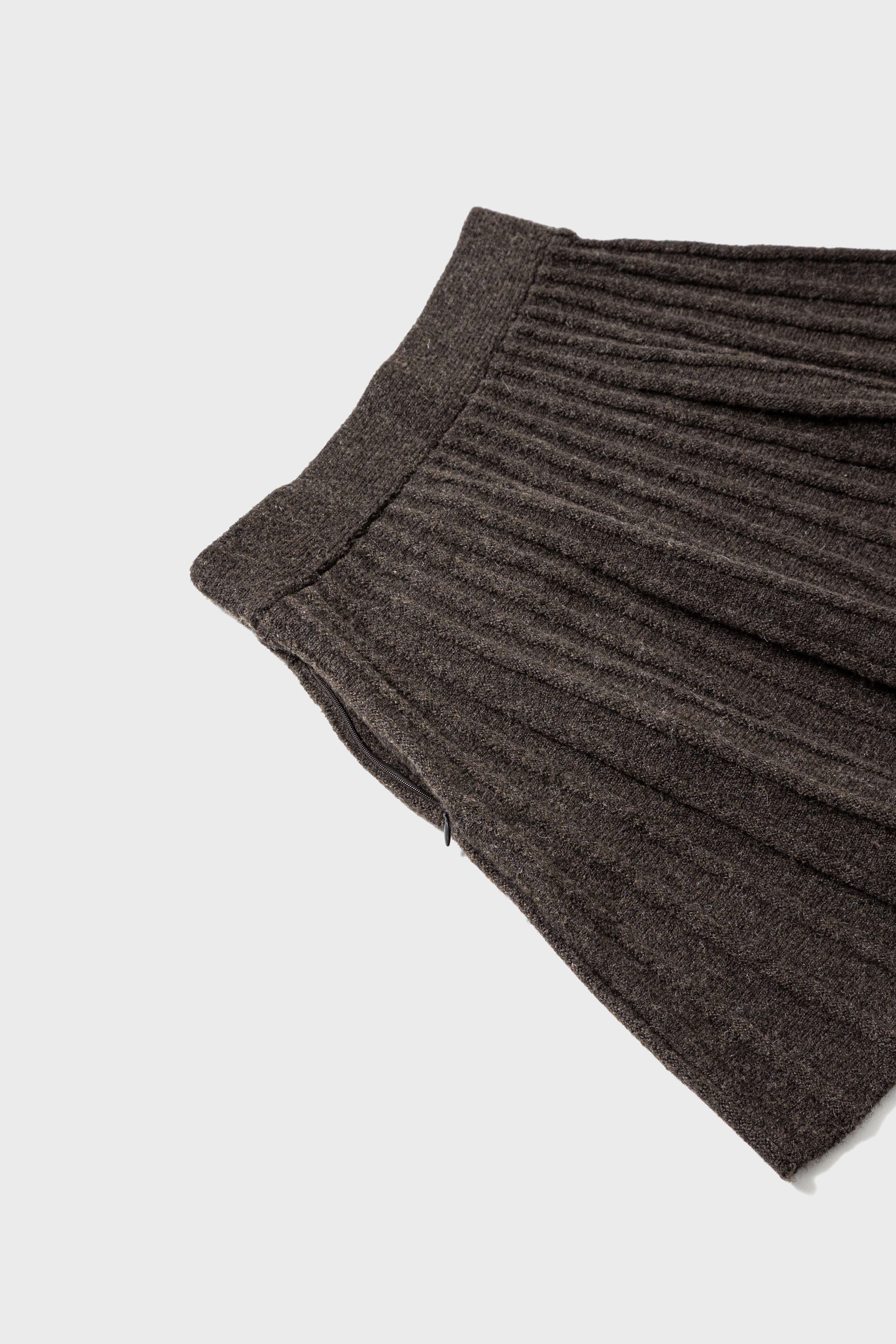 ECO-KNIT PLEATS SKIRT - Brown