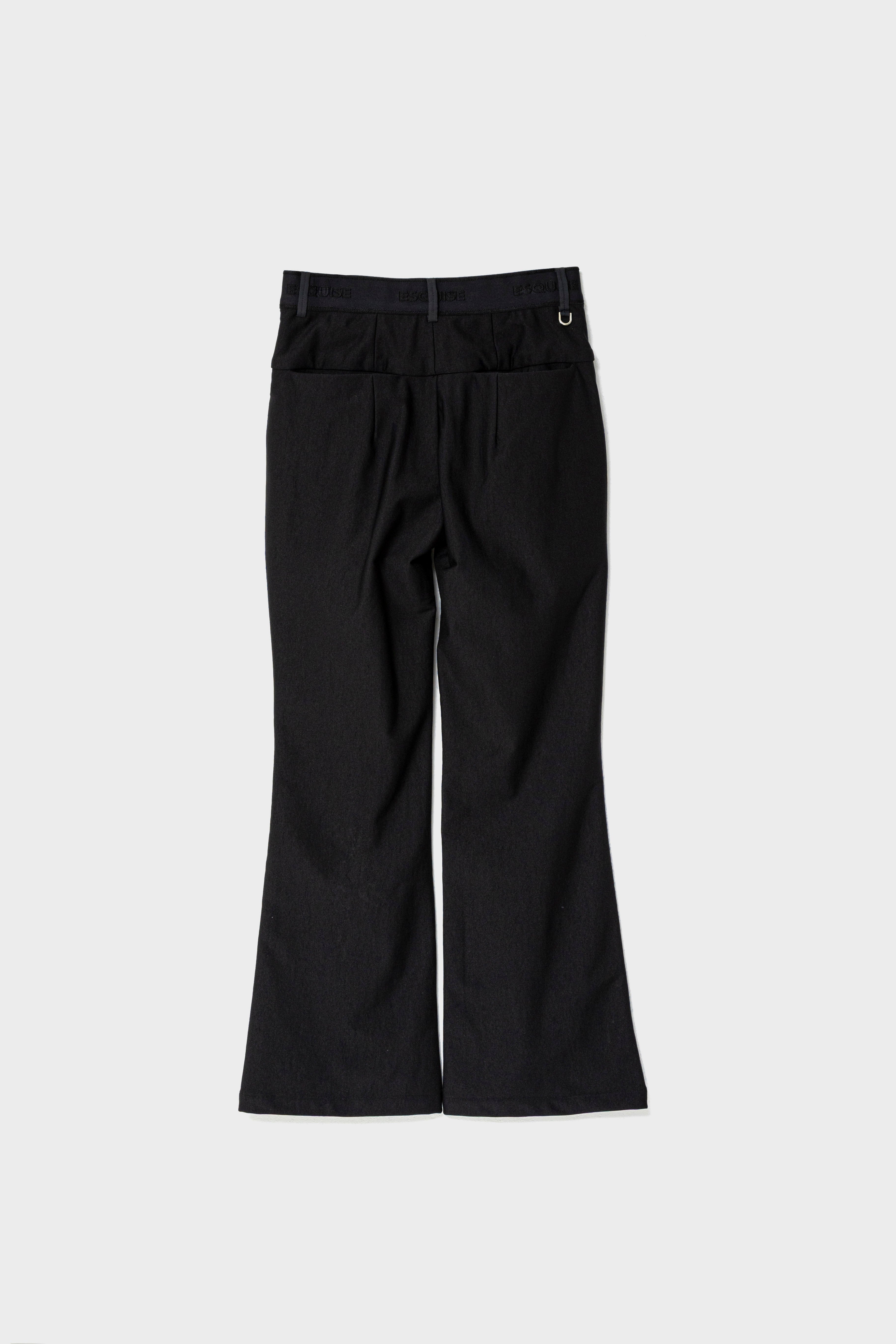 WINTER WARM FLARE PANTS - Black