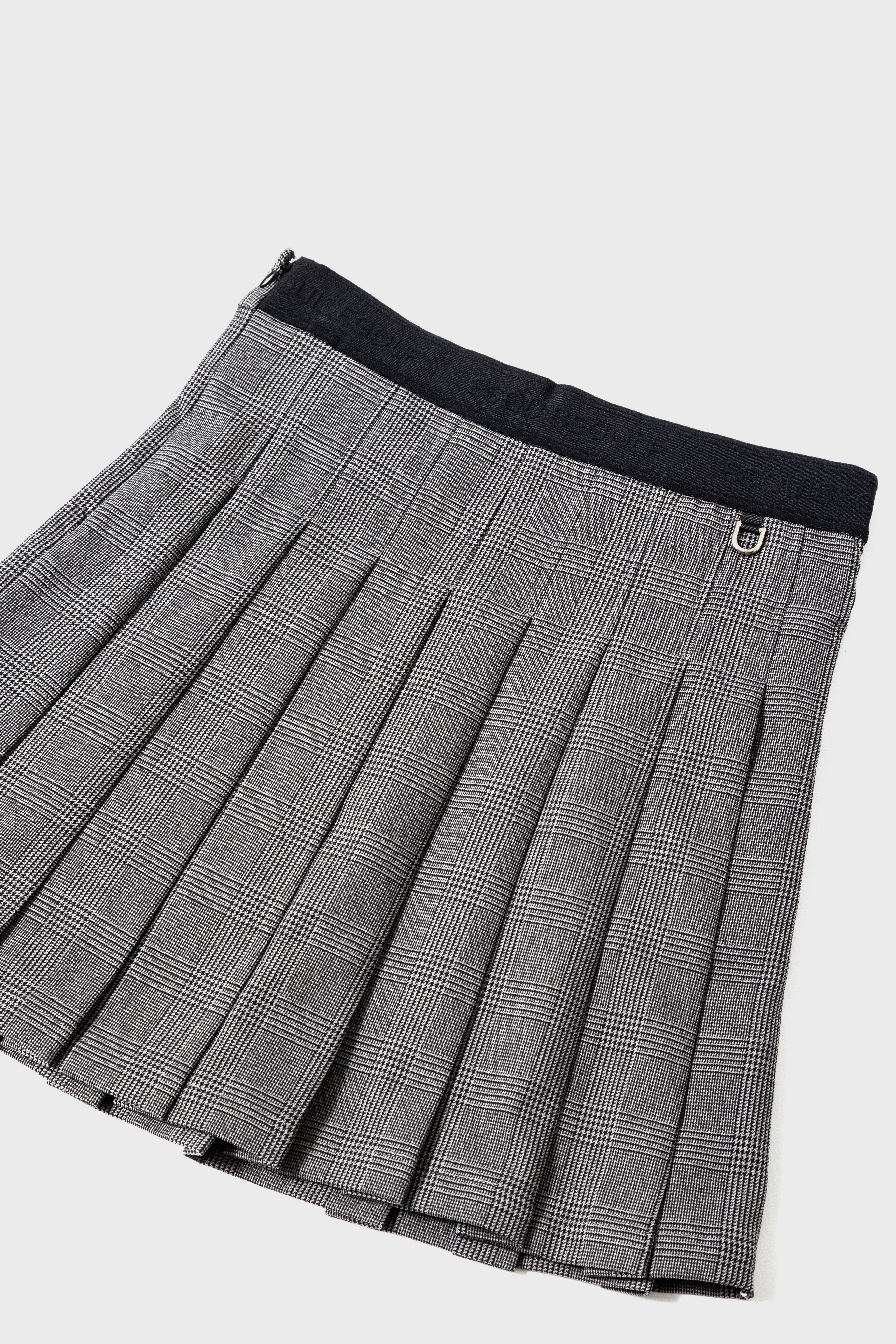 GLEN CHECK PLEATS SKIRT - Gray