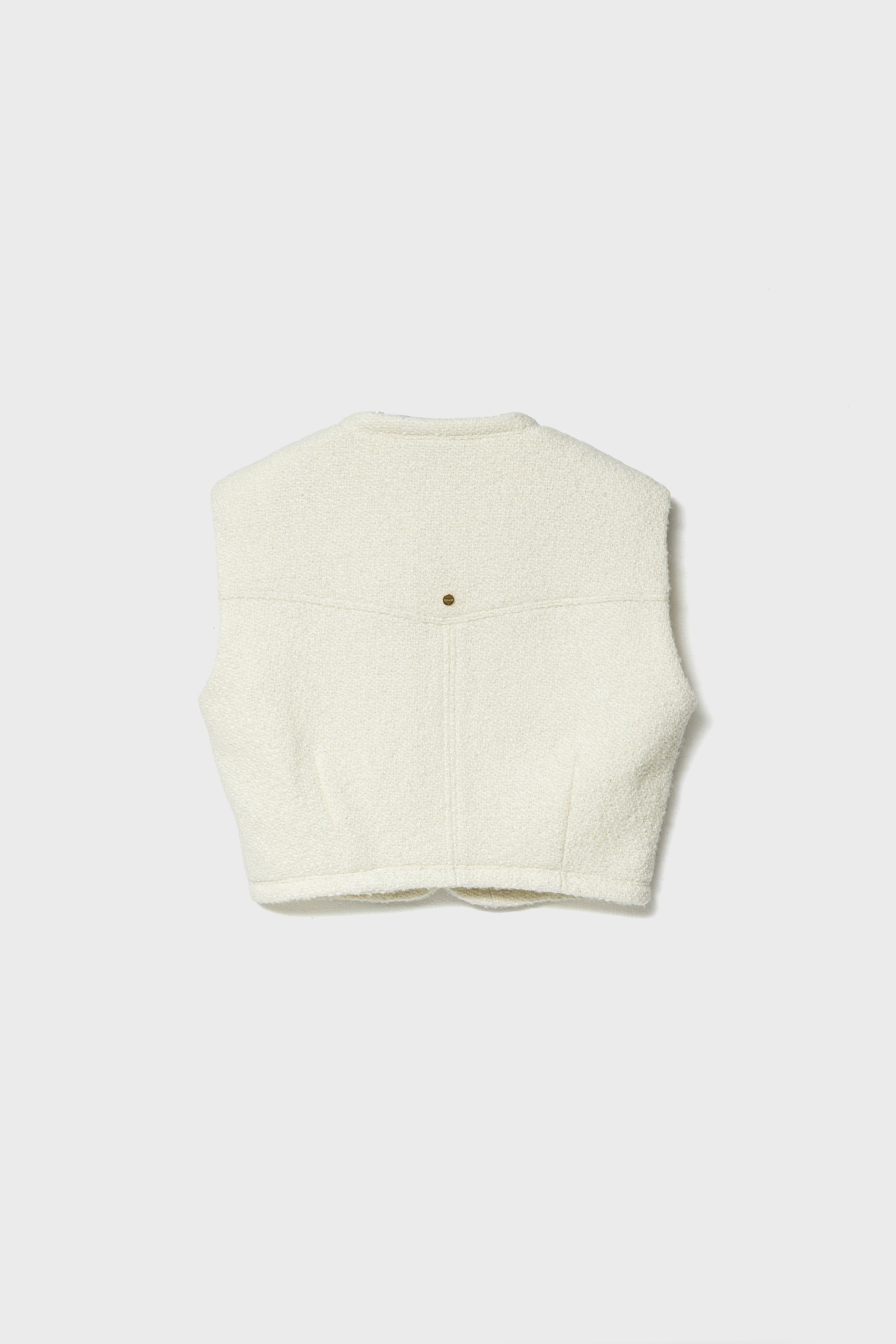 TWEED SHORT VEST - Cream