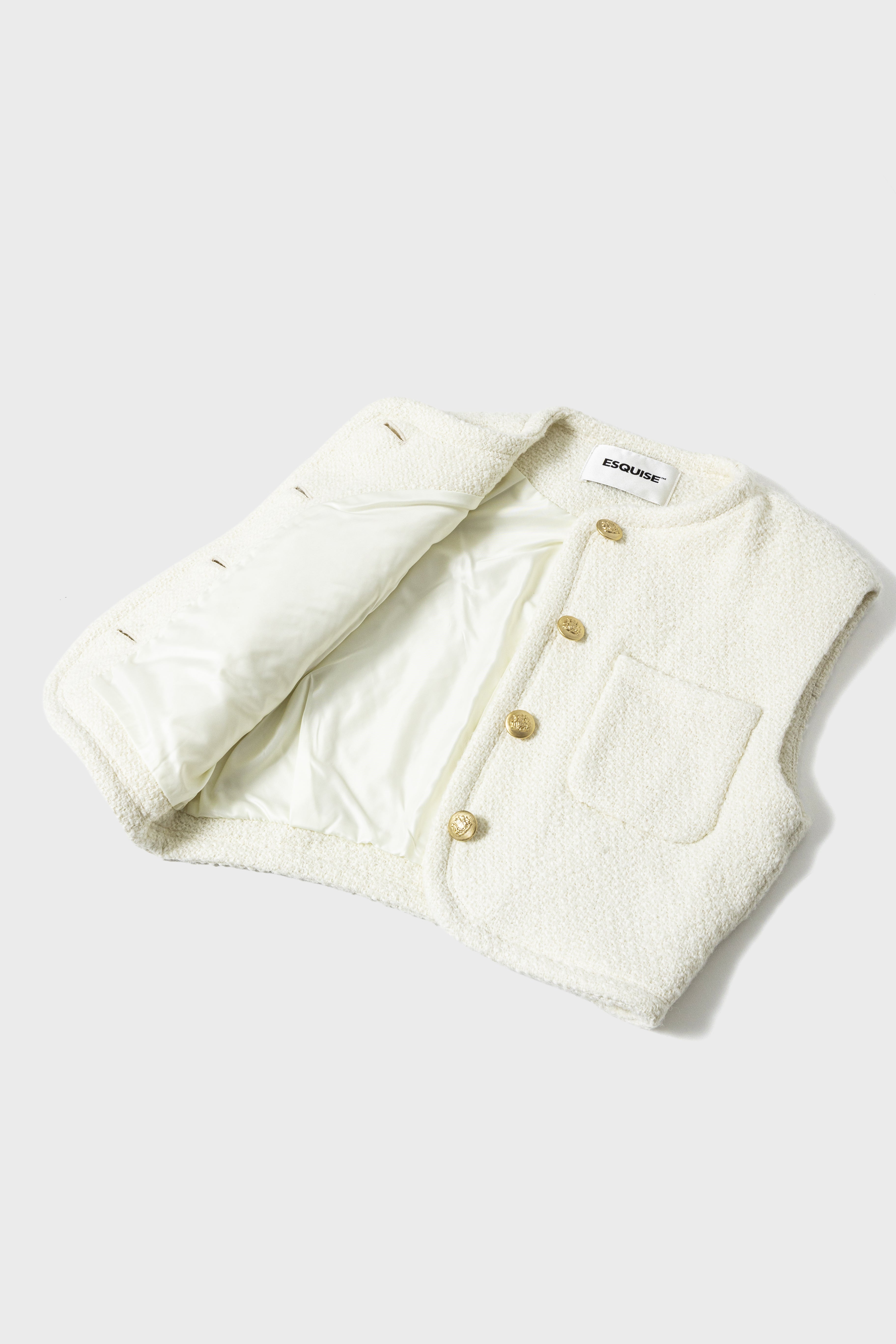 TWEED SHORT VEST - Cream