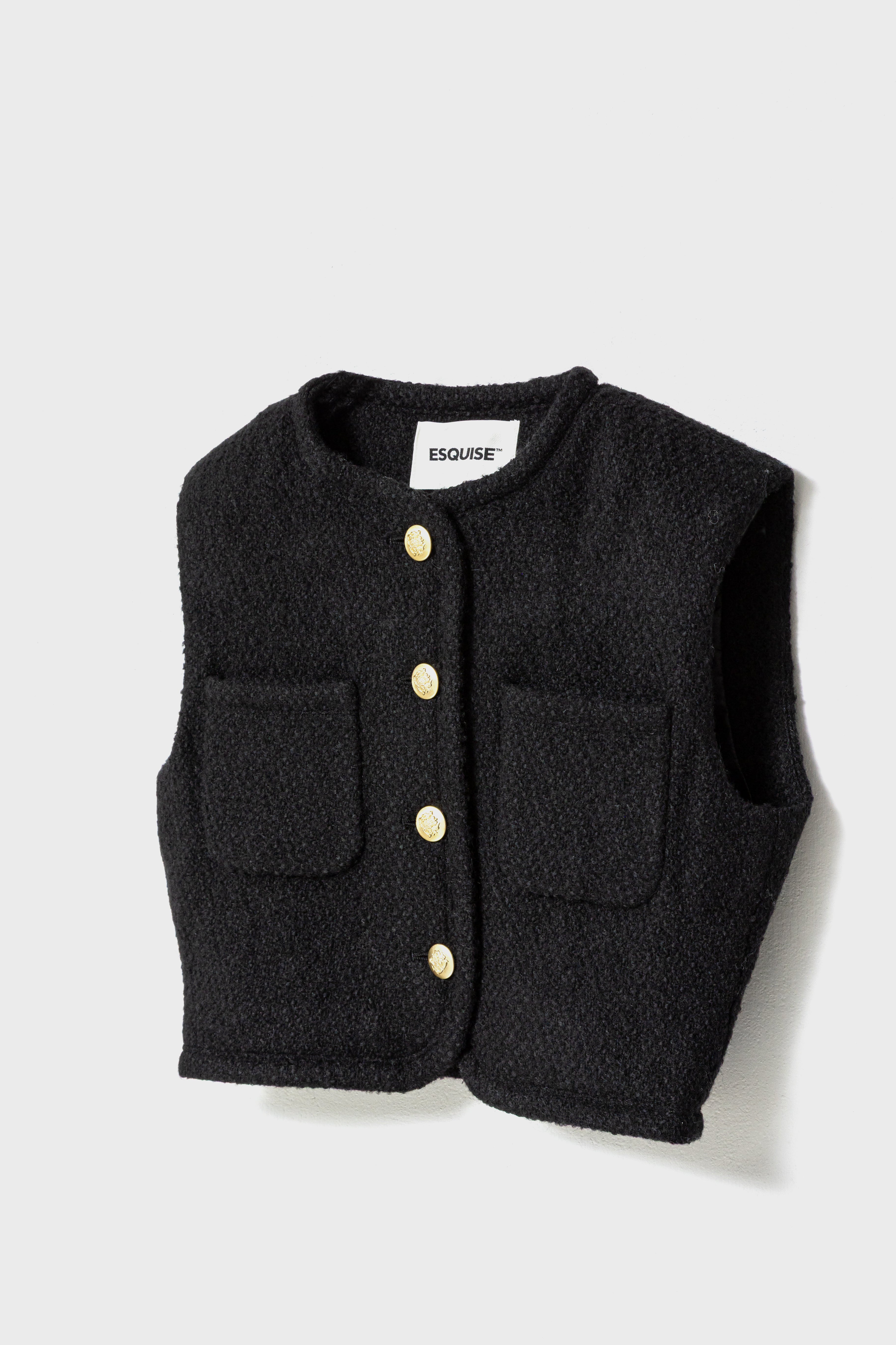 TWEED SHORT VEST - Black