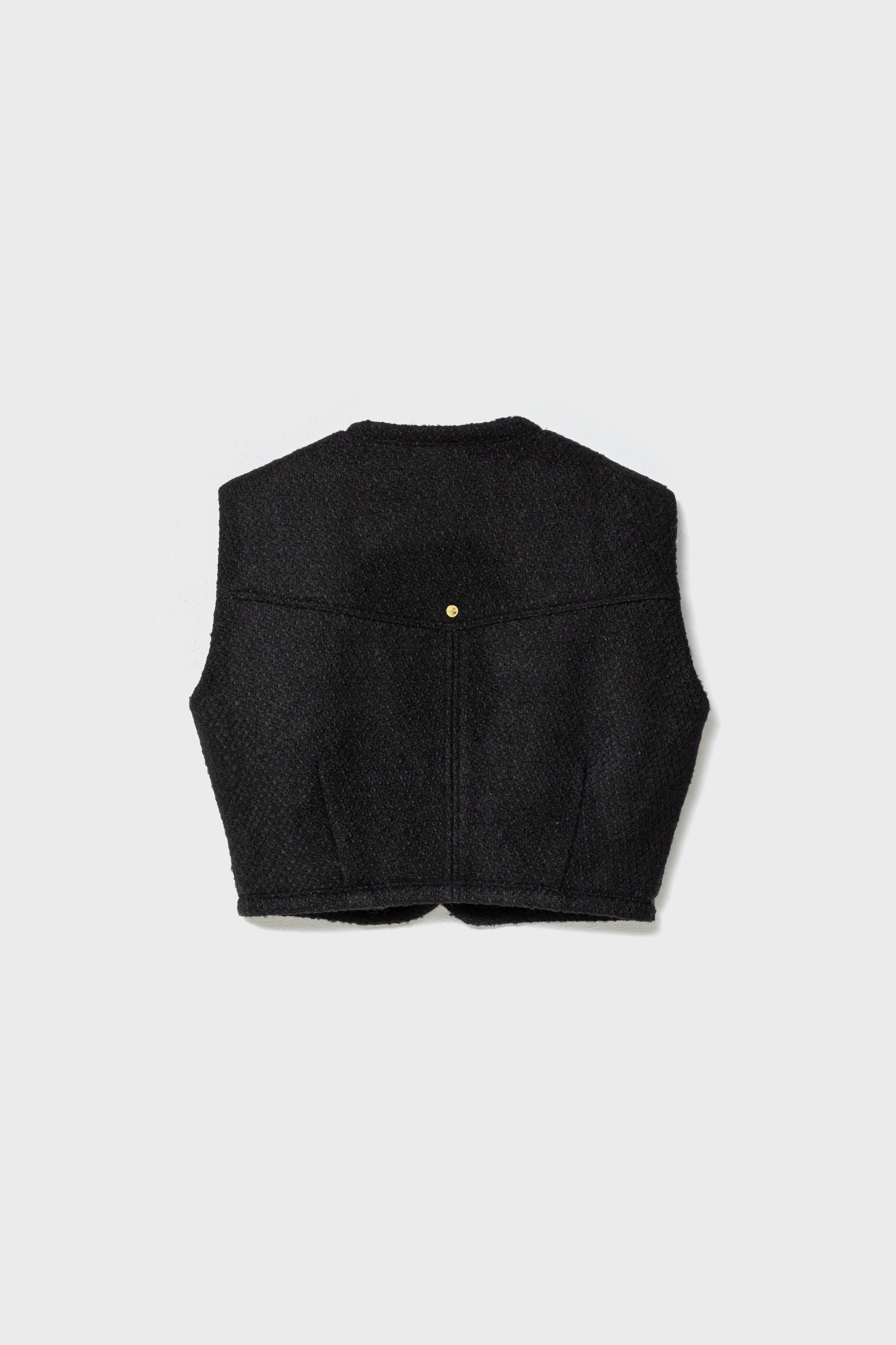 TWEED SHORT VEST - Black