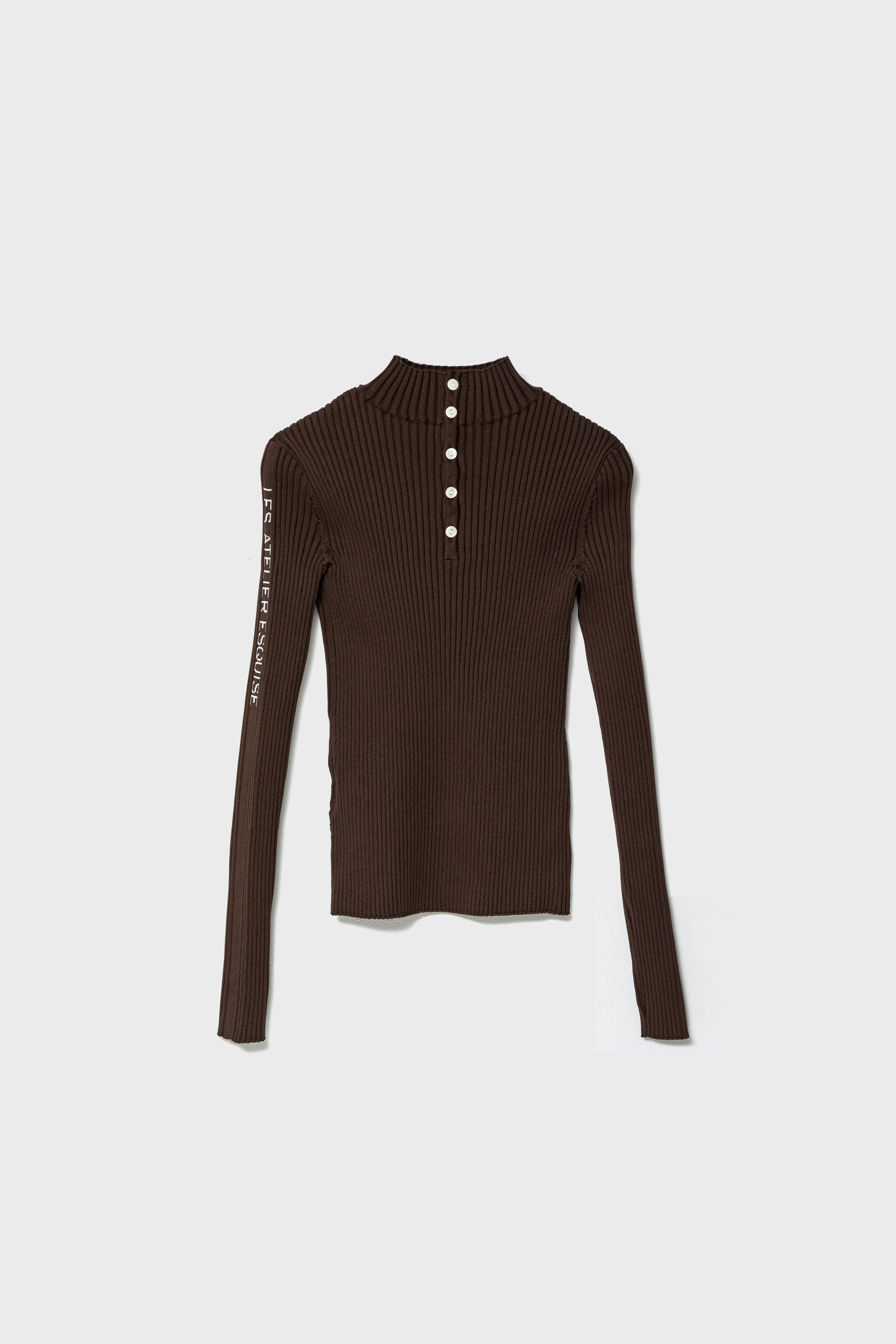 2WAY LETTER RIB KNIT - Espresso
