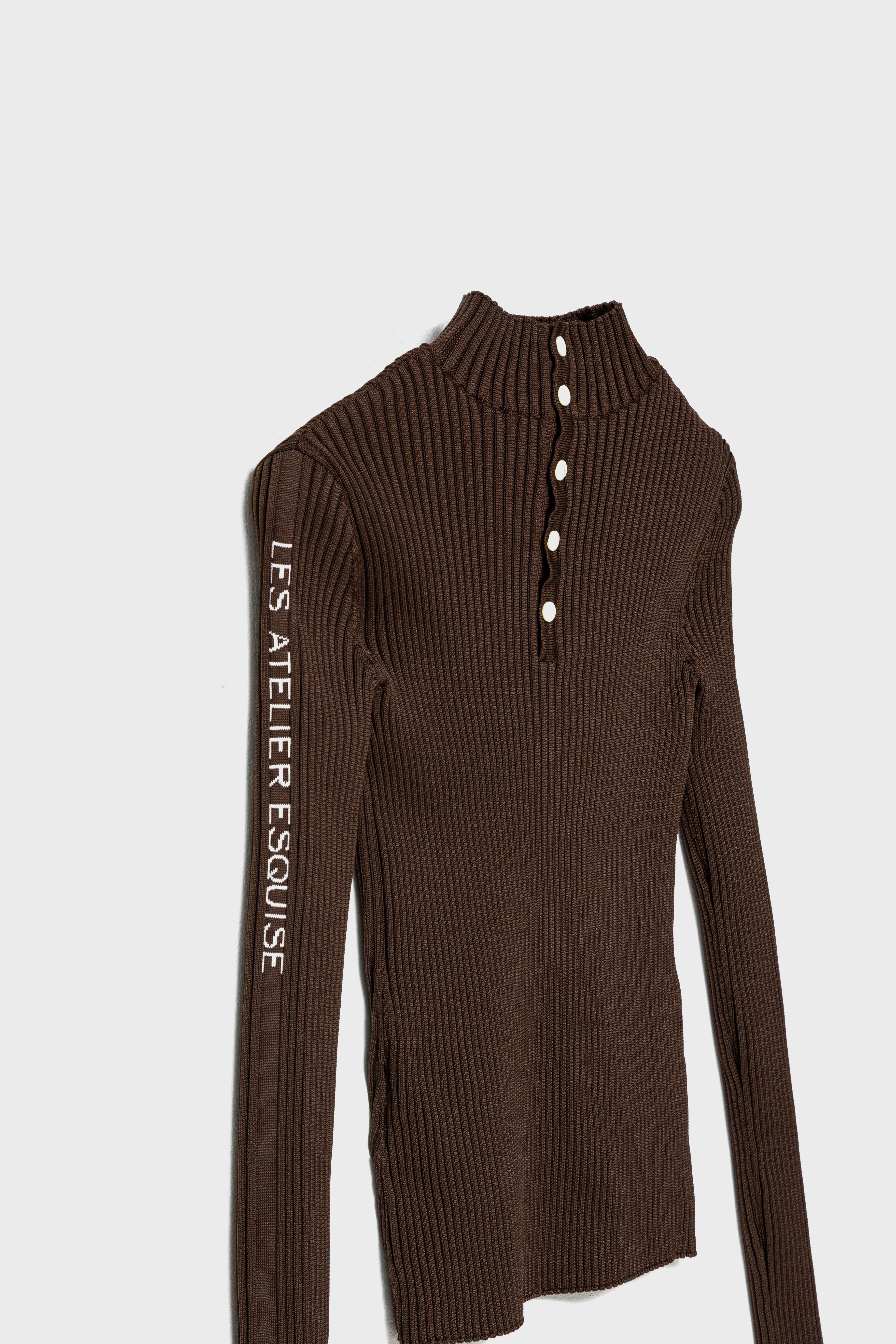 2WAY LETTER RIB KNIT - Espresso