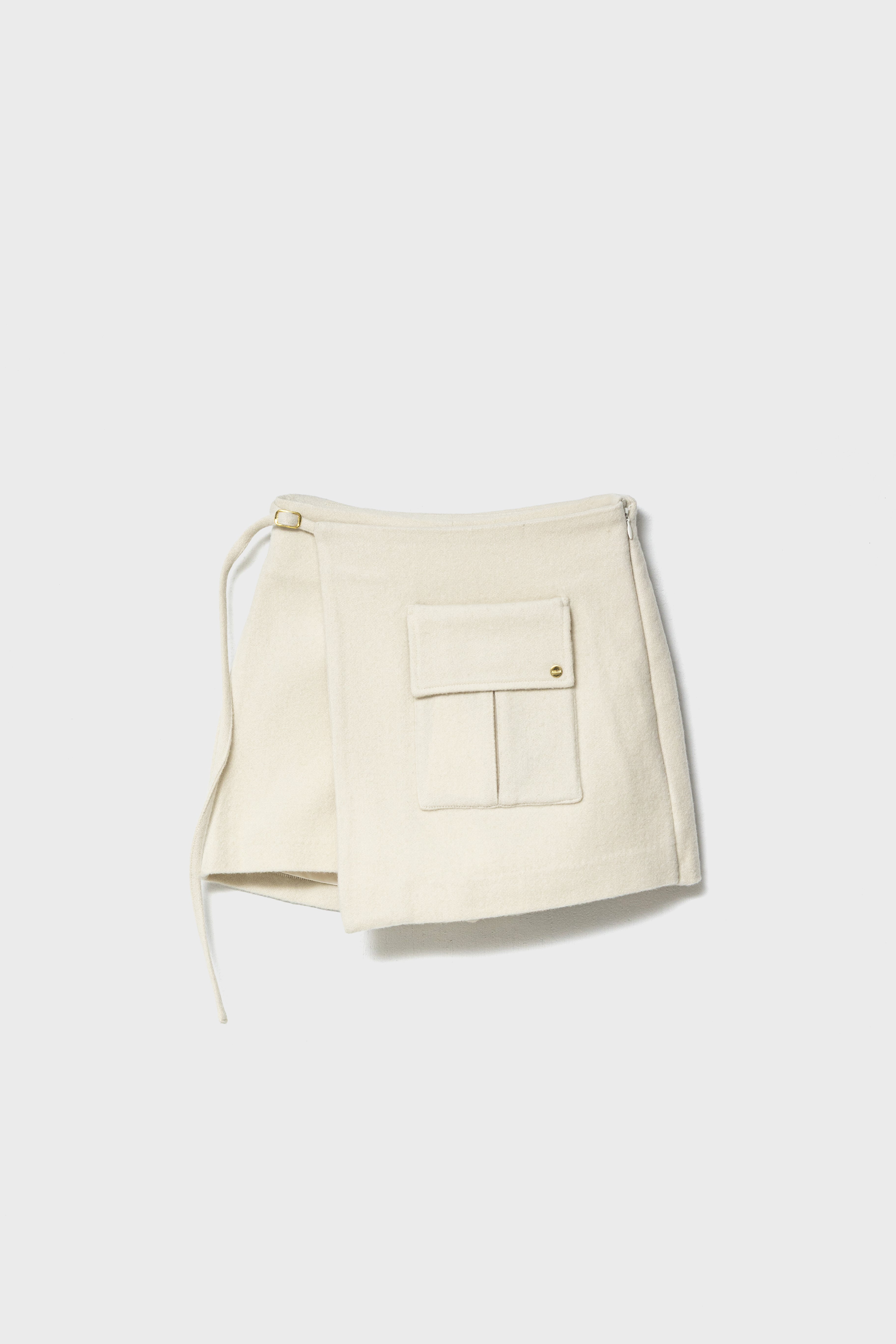 CLOUD WOOL WRAP SKIRT - Cream
