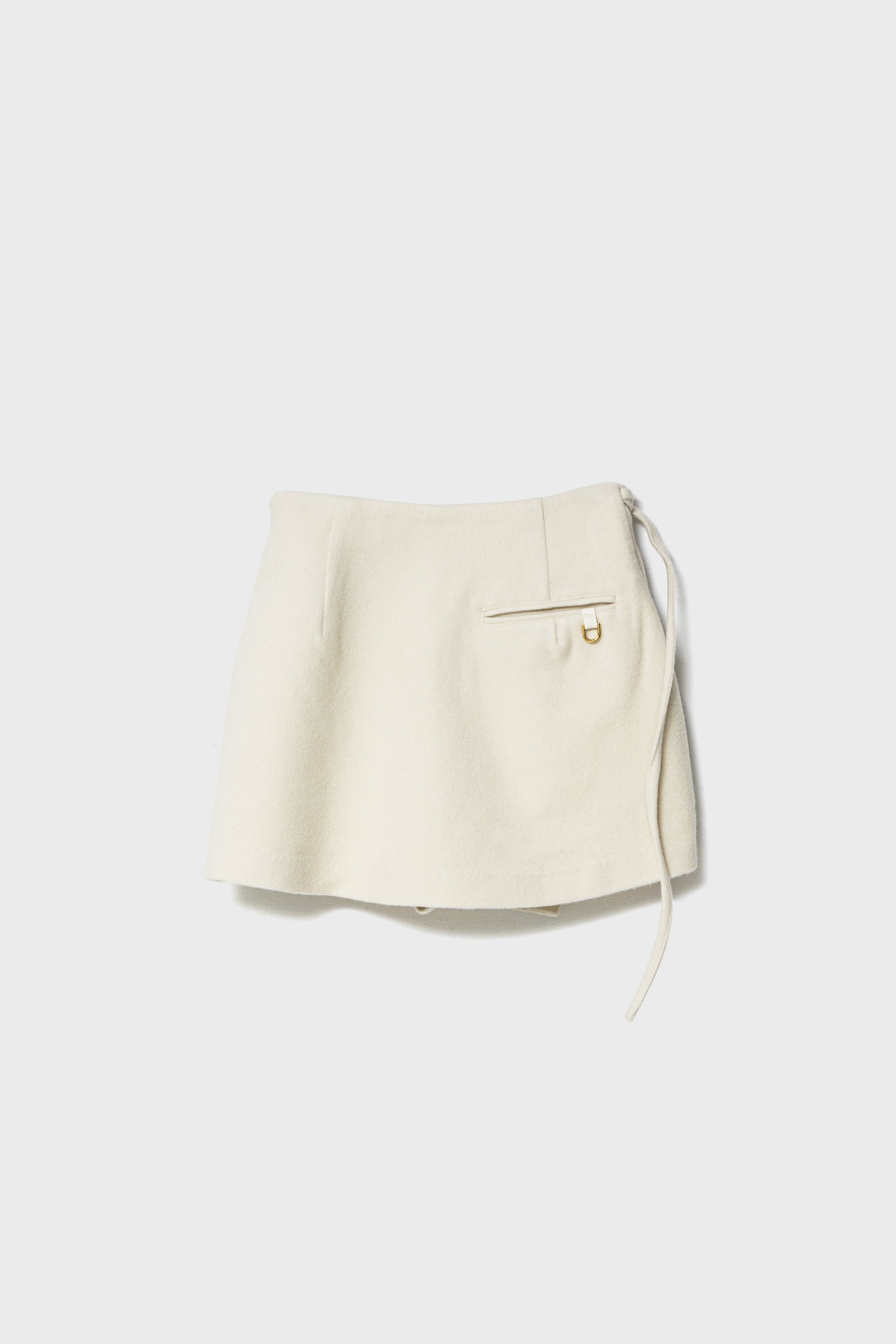 CLOUD WOOL WRAP SKIRT - Cream