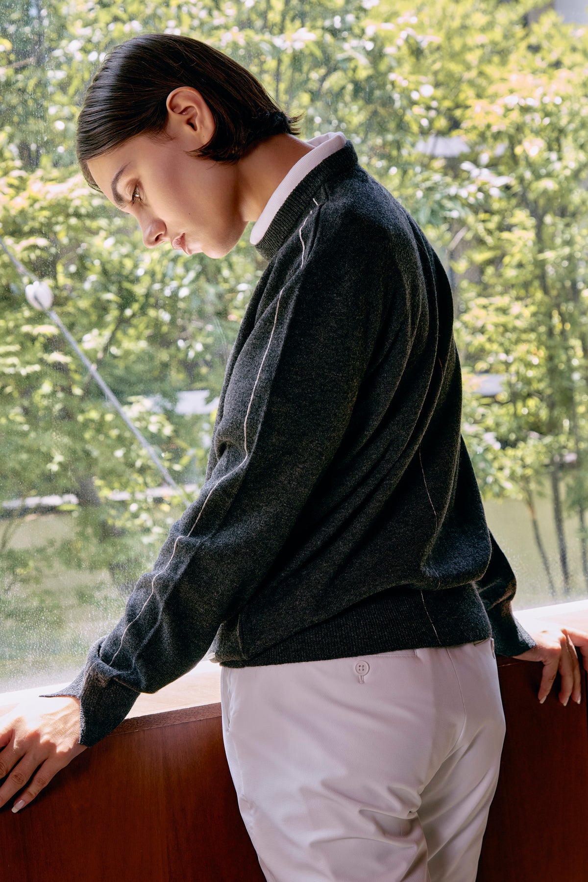 BLANC CASHMERE KNIT P/O - Charcoal