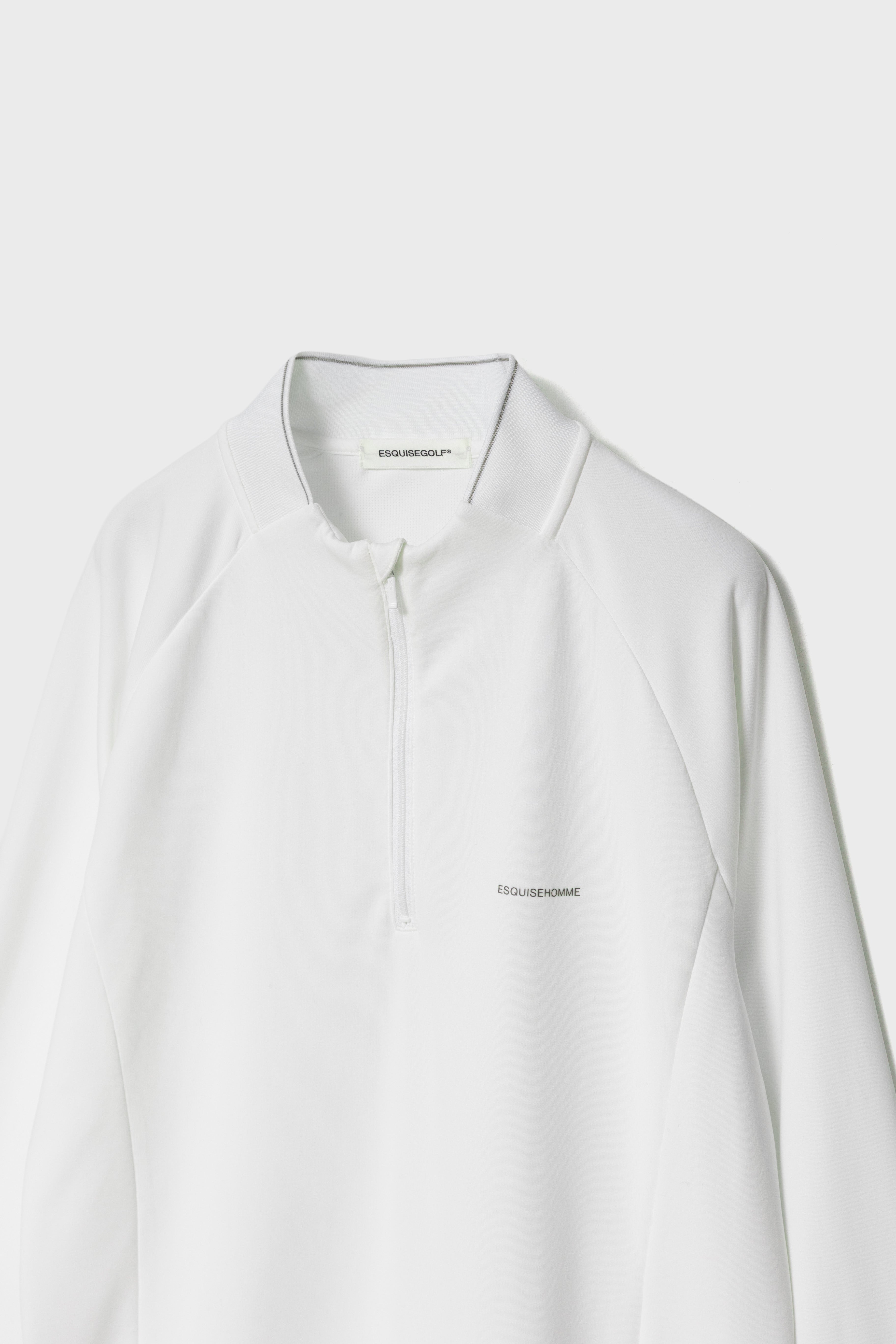 SMOOTH HALF ZIP HIGH NECK - White