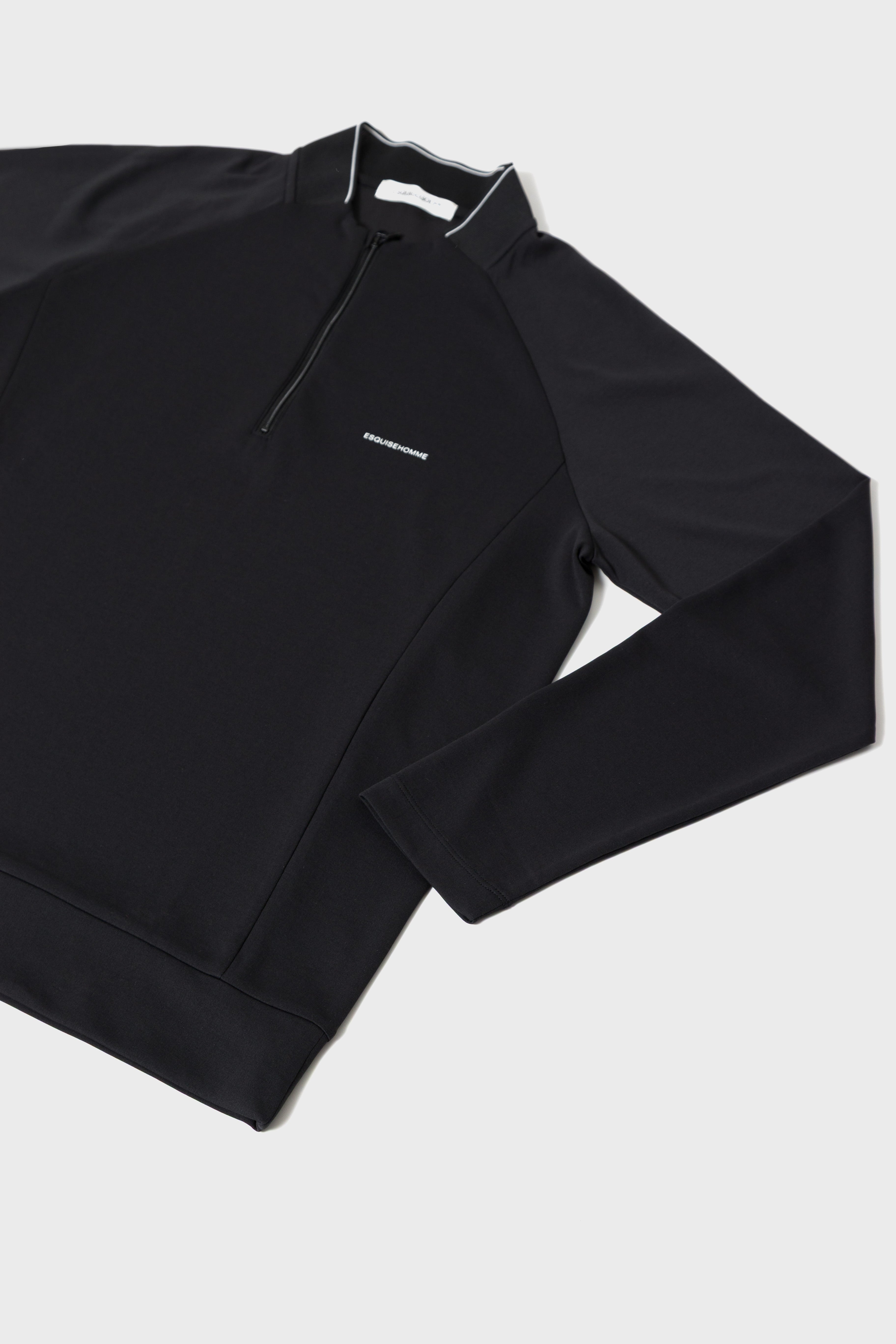 SMOOTH HALF ZIP HIGH NECK - Black