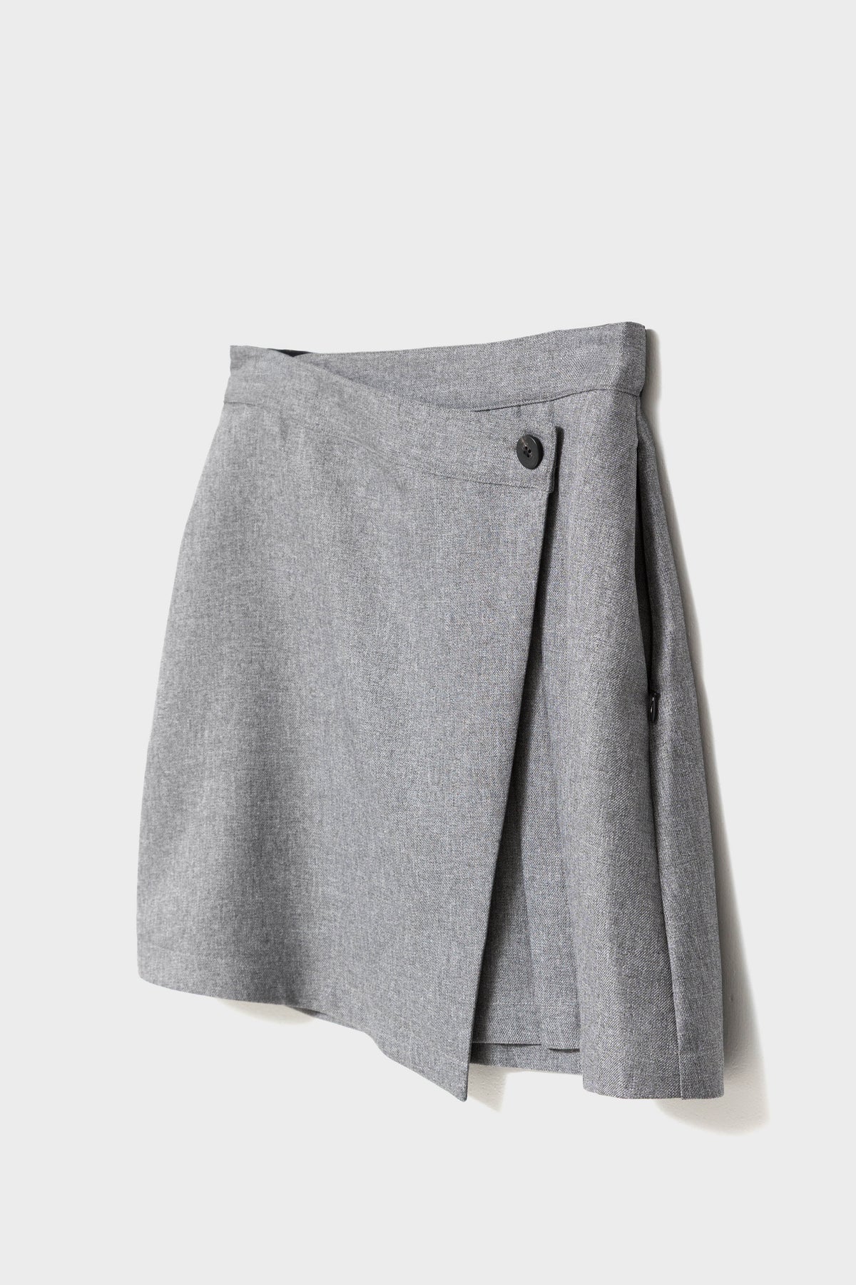 SIDE PLEATS TWILL SKIRT - Gray