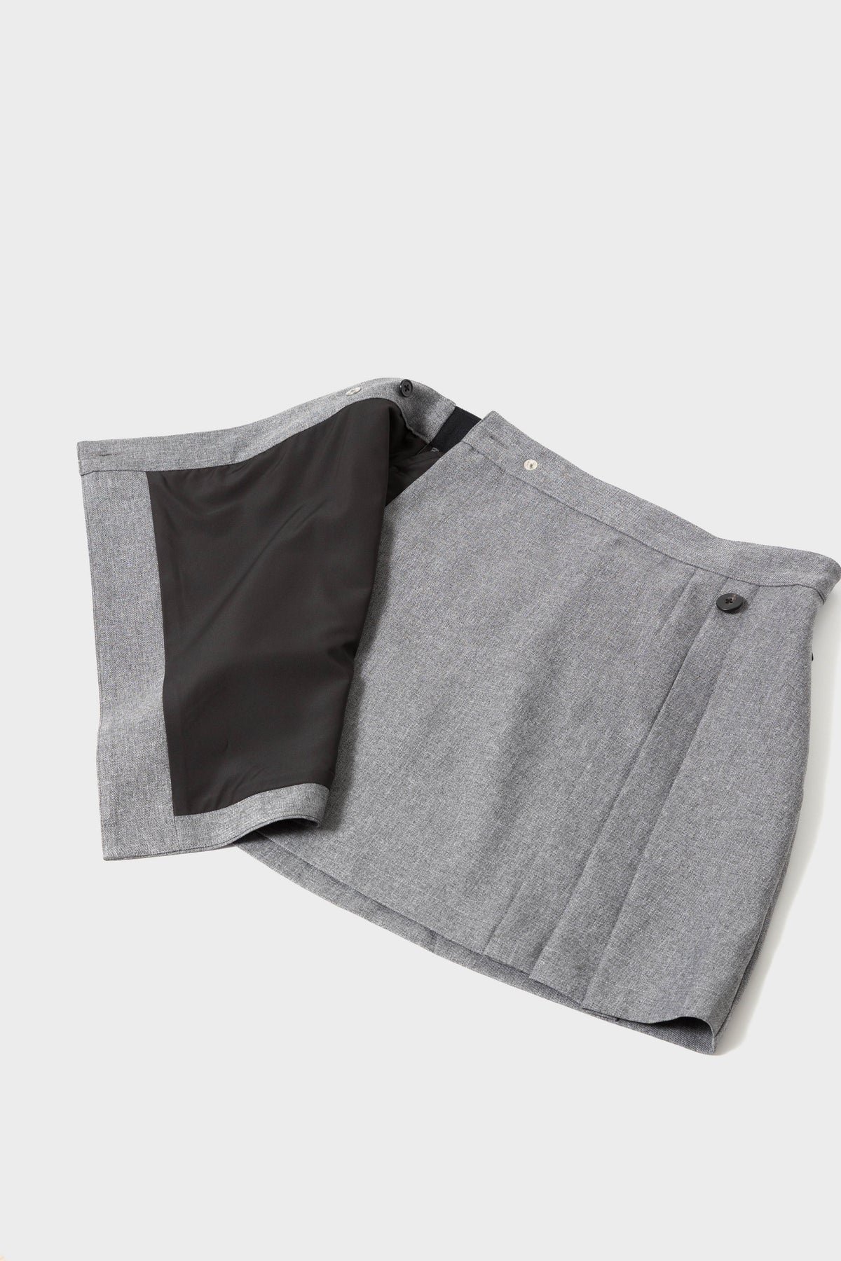 SIDE PLEATS TWILL SKIRT - Gray