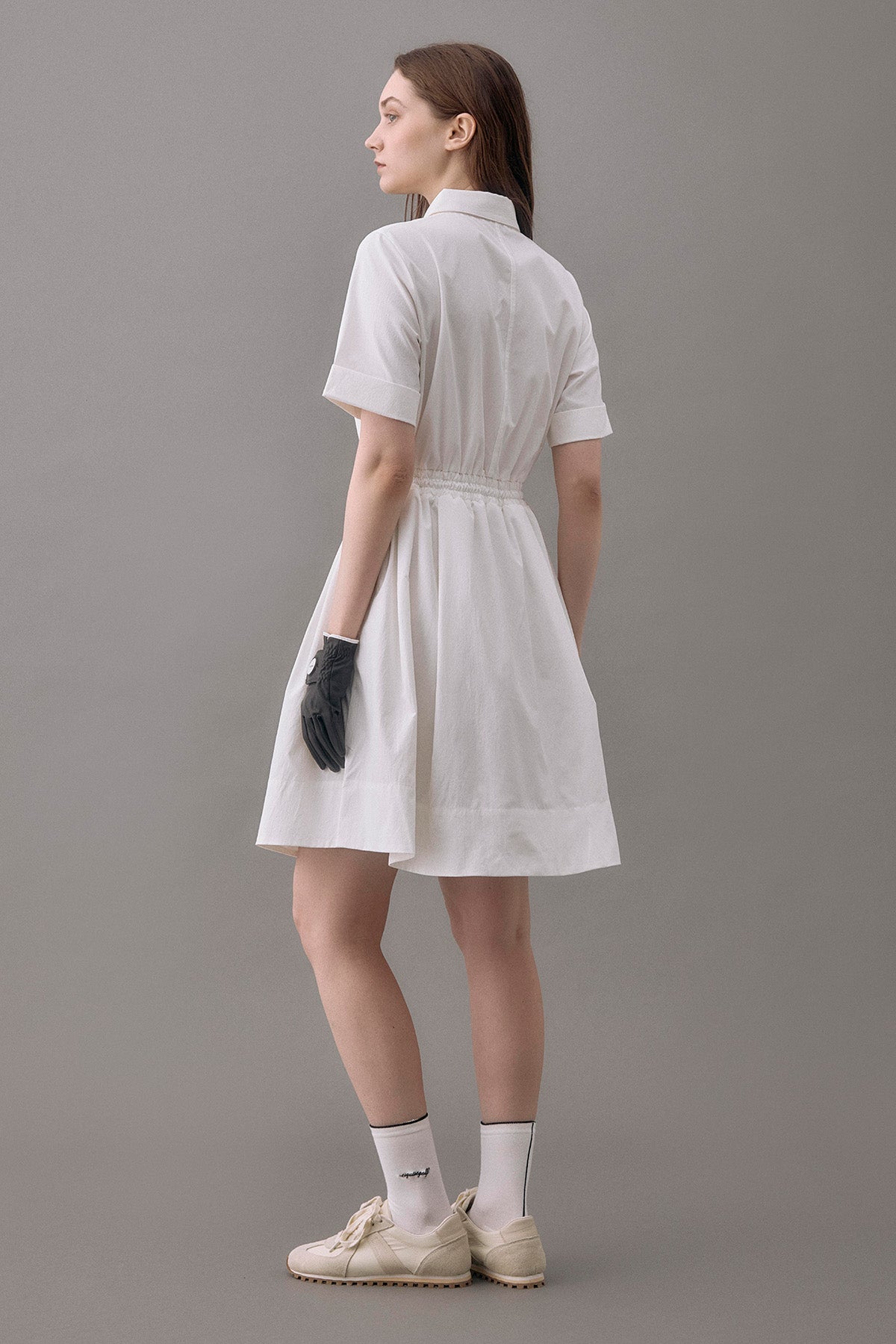 DRAWSTRING SHIRT DRESS - White