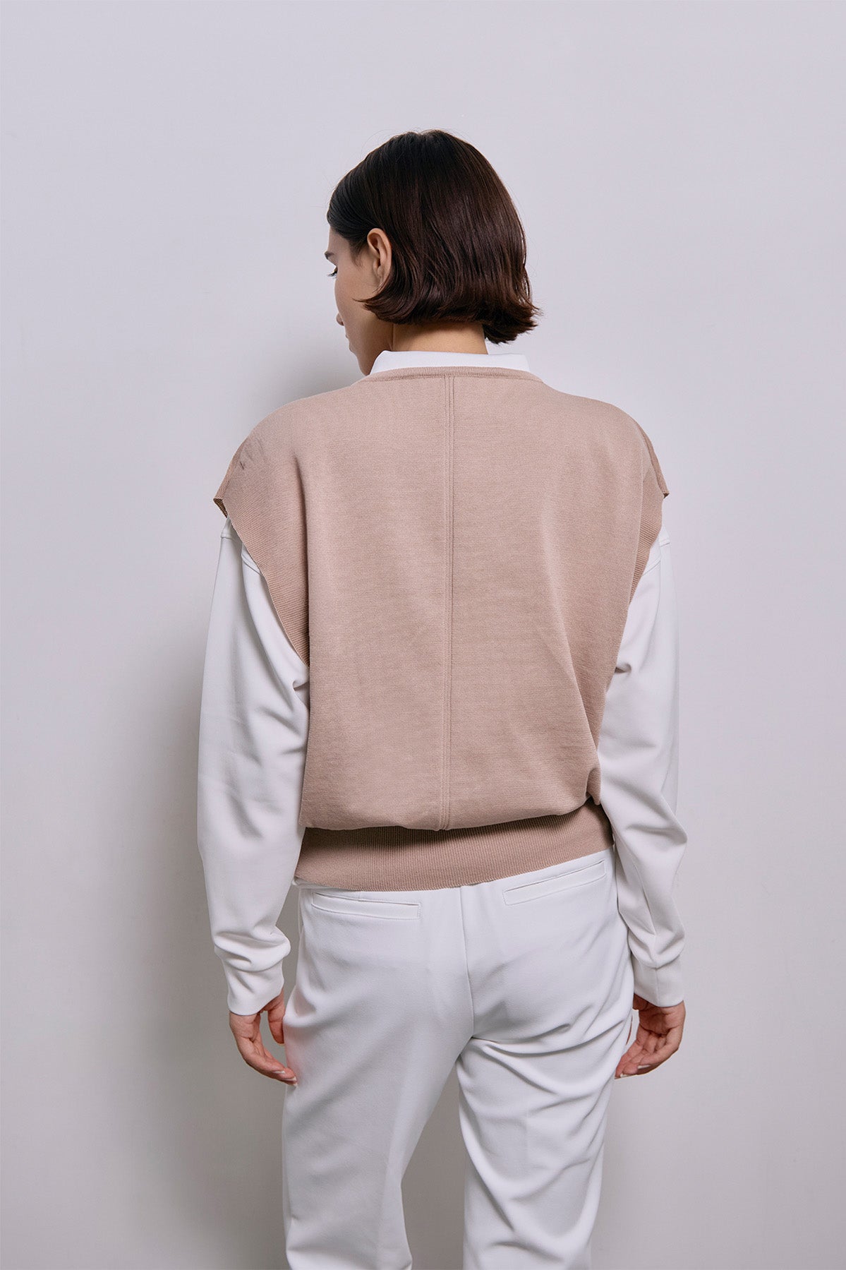 SUSTAIN KNIT VEST - PinkBeige