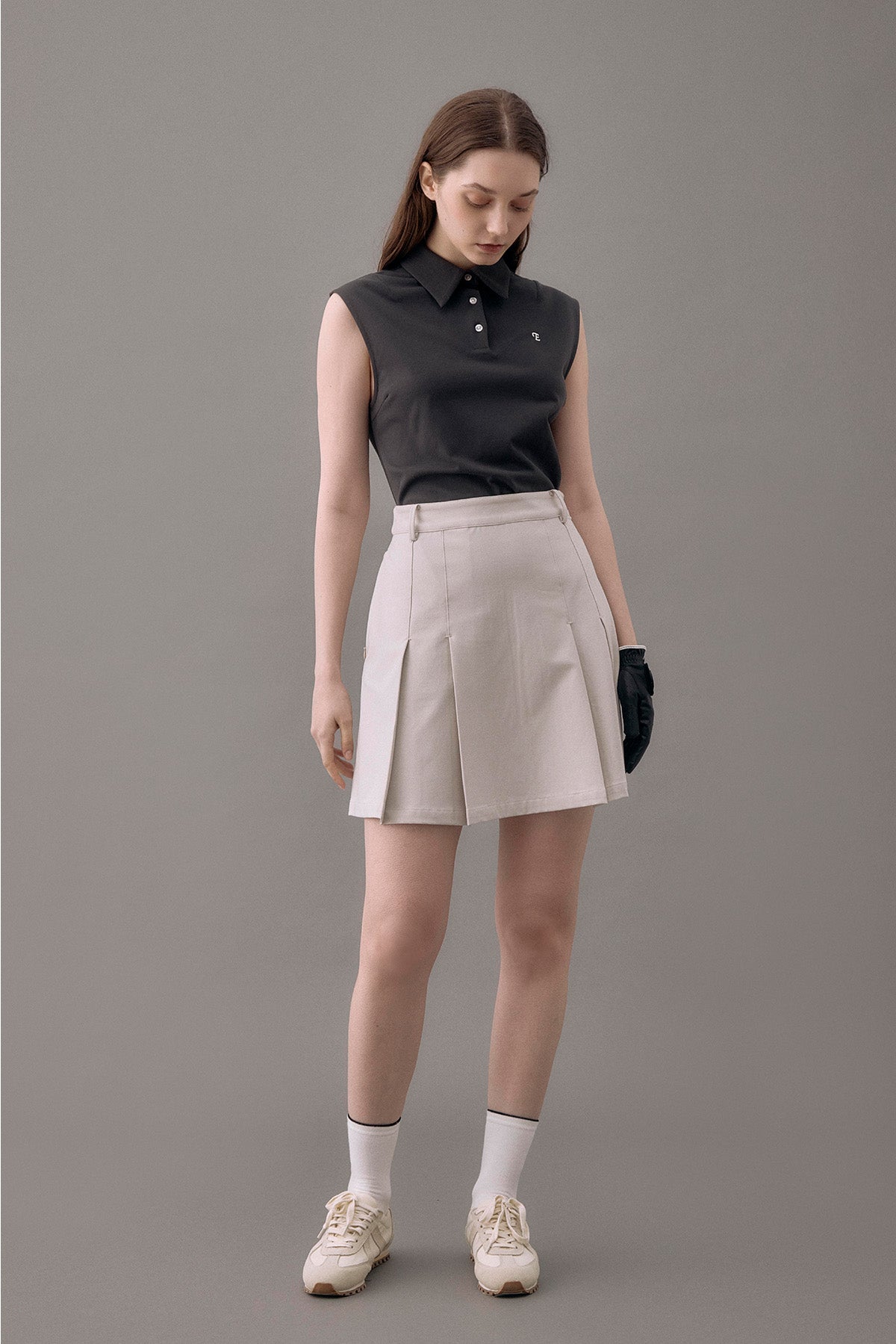 SILK TOUCH PLEATED SKIRT - Light Beige
