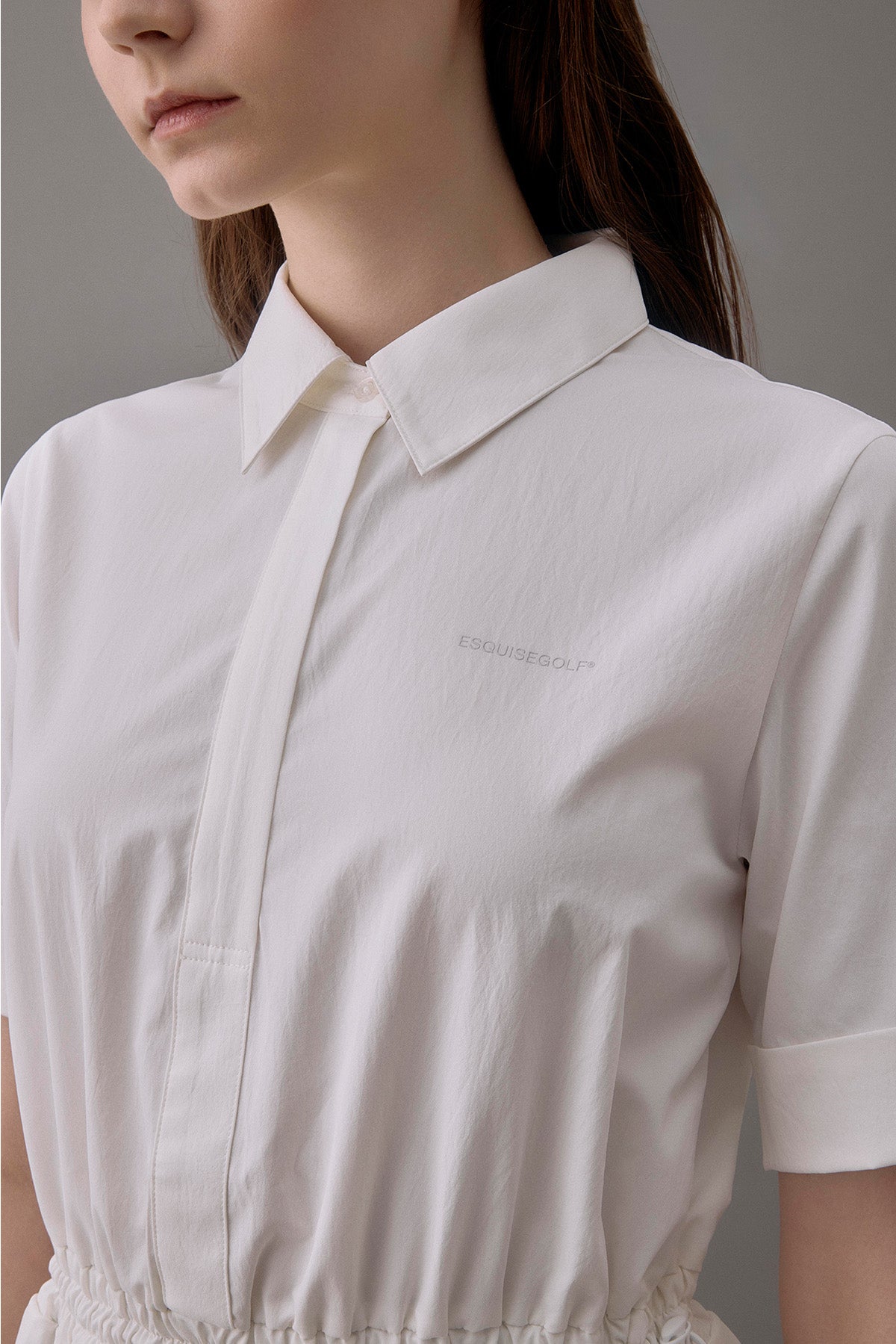 DRAWSTRING SHIRT DRESS - White
