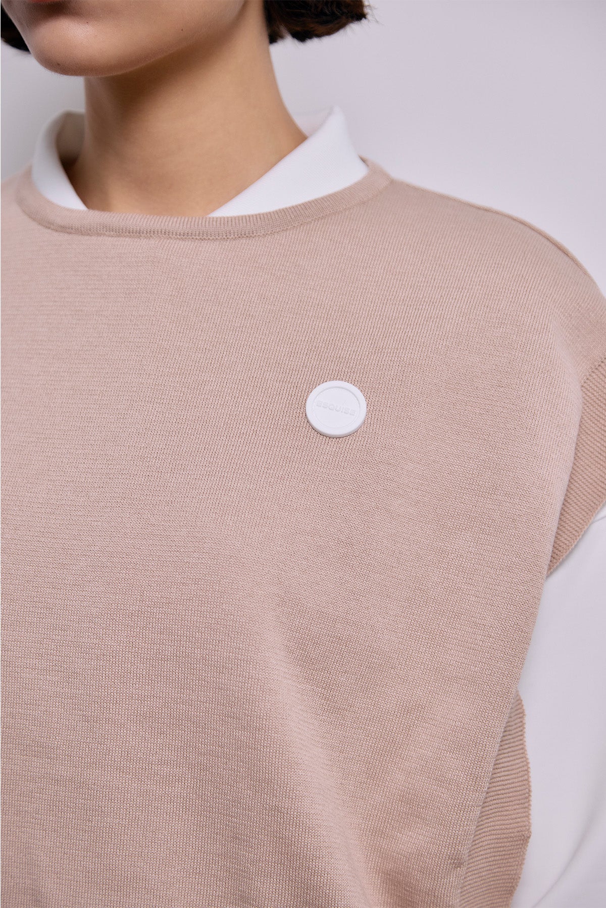 SUSTAIN KNIT VEST - PinkBeige