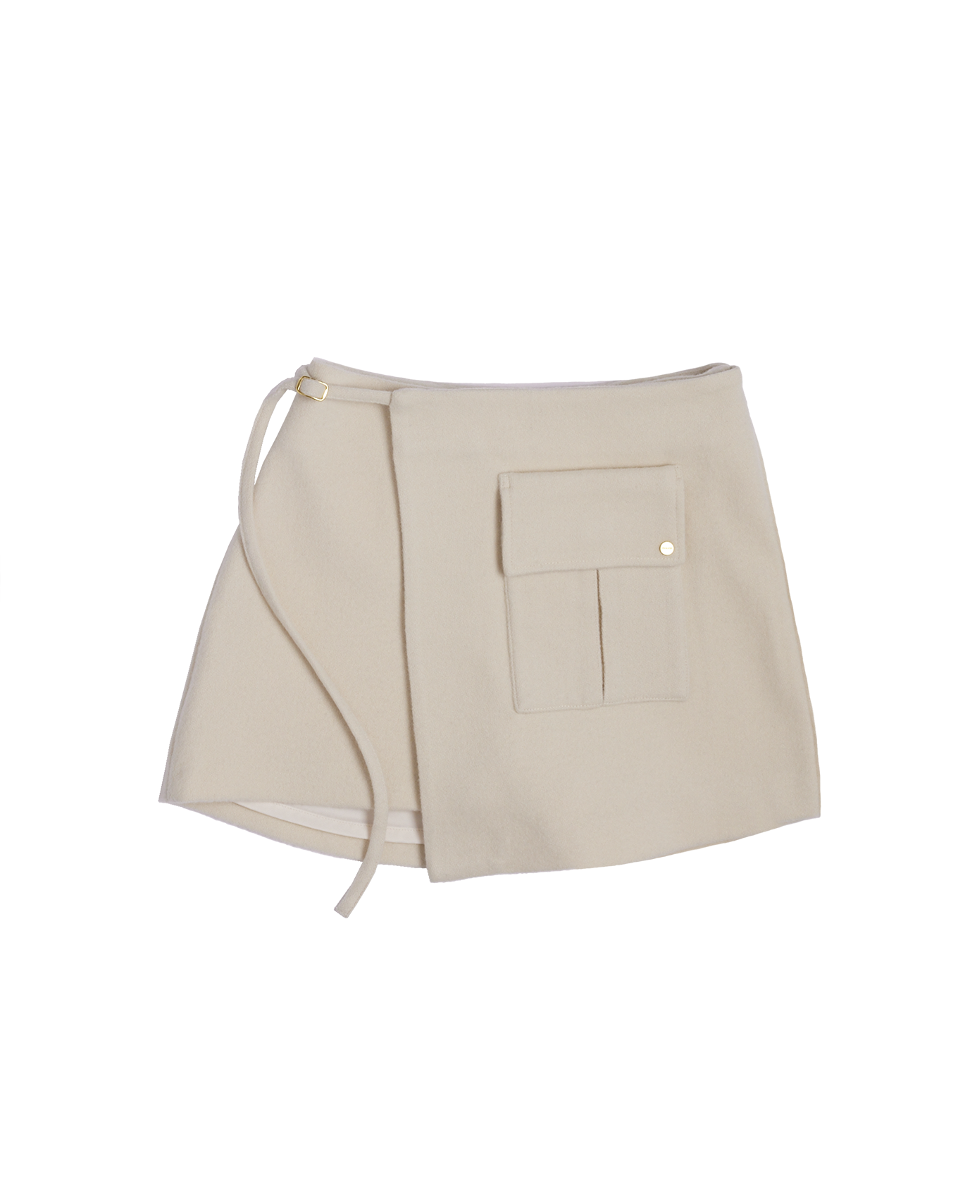 CLOUD WOOL WRAP SKIRT - Cream