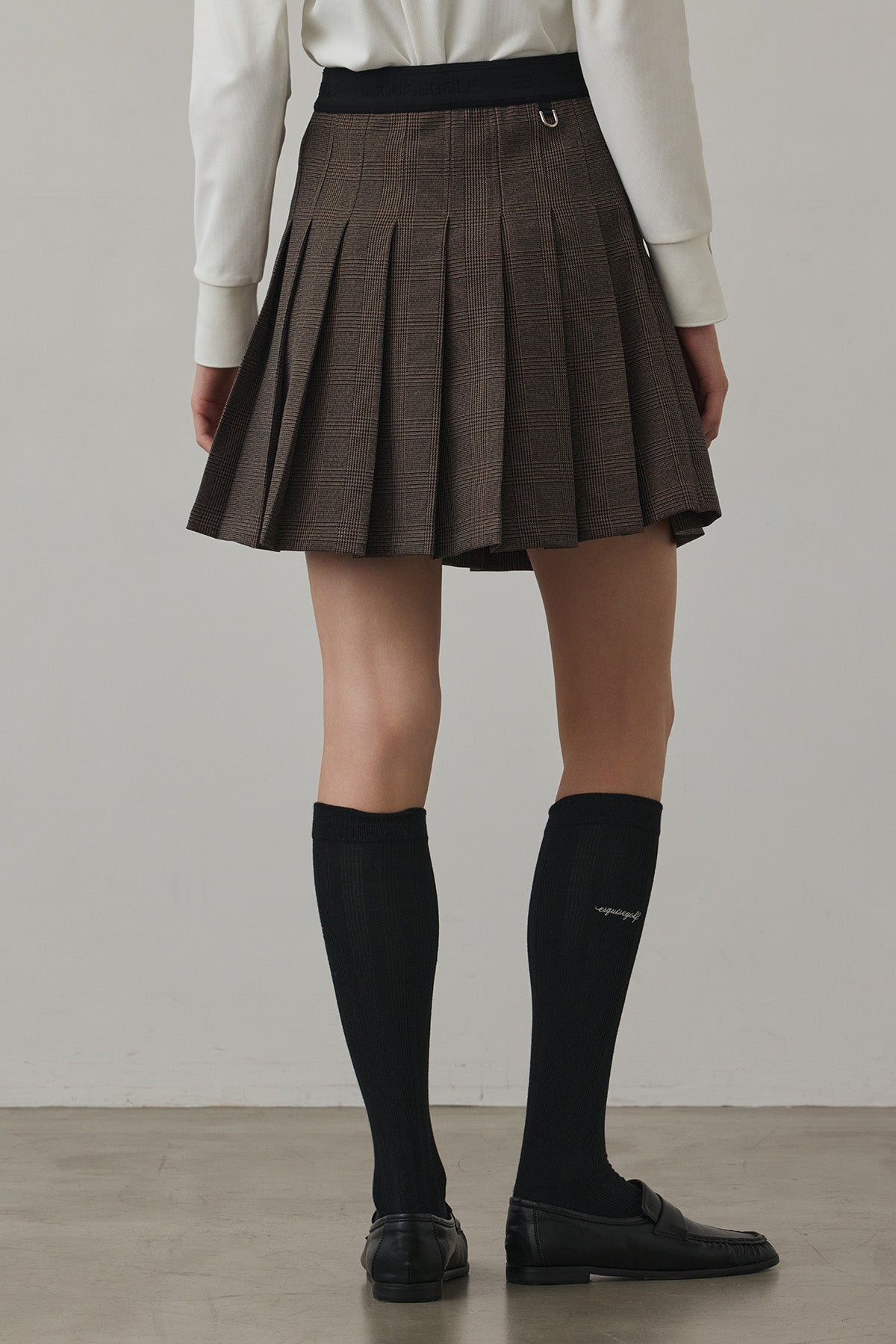 GLEN CHECK PLEATS SKIRT - Brown
