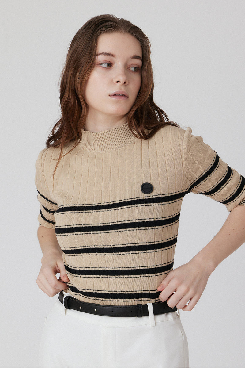 ORGANIC STRIPED KNIT - Beige